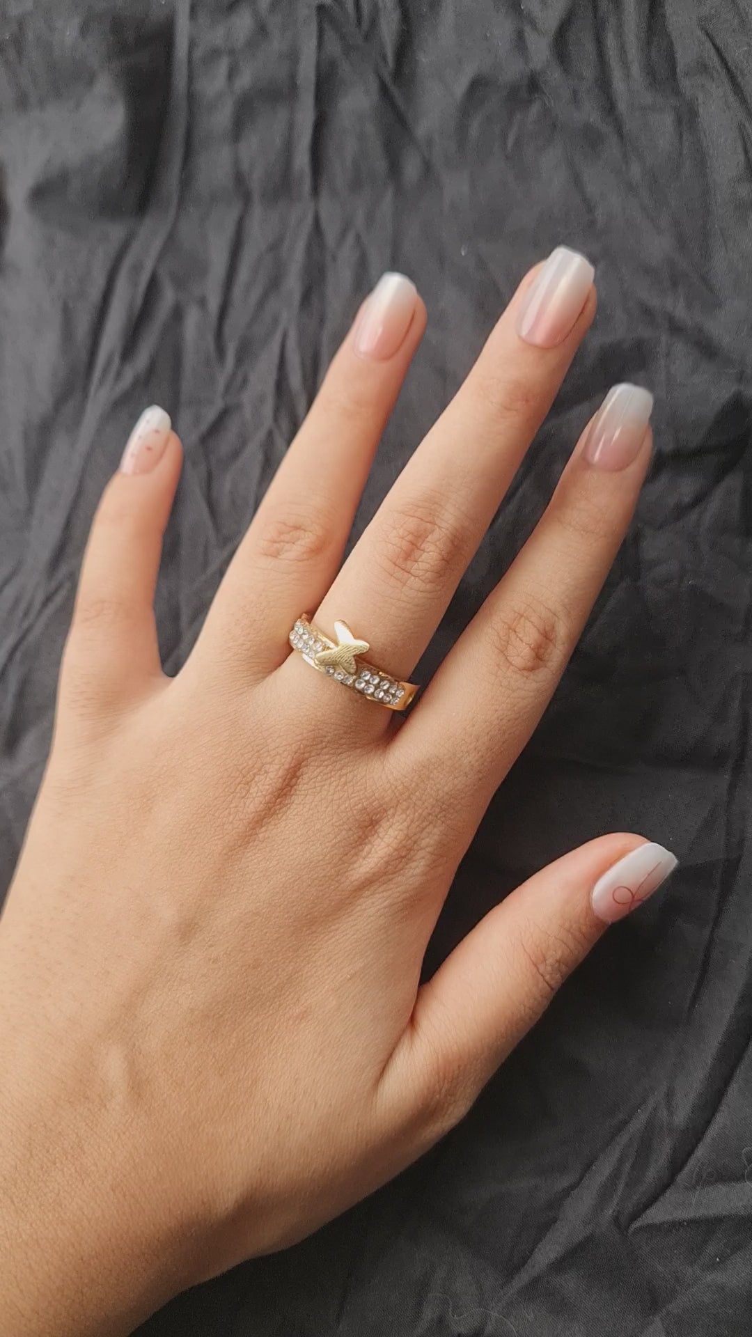 Stainless Steel Butterfly Cuff Ring