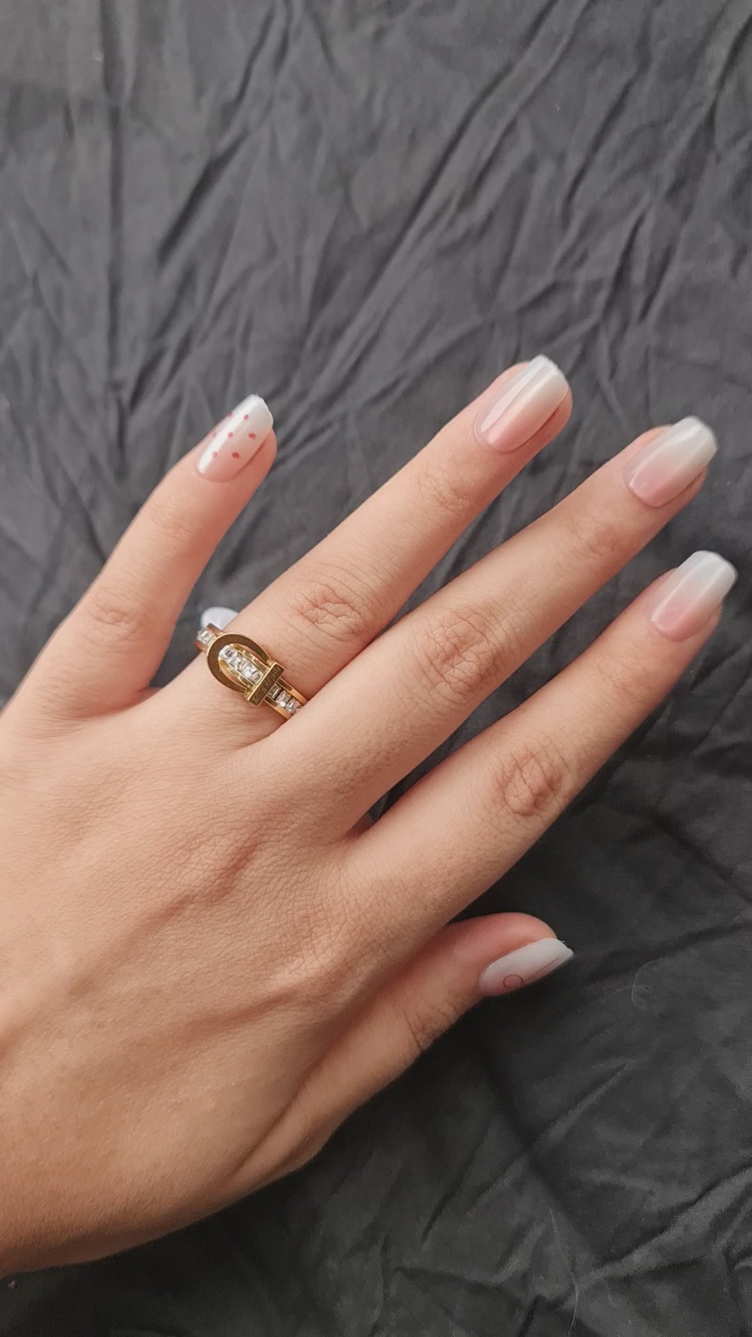 Stainless Steel Gold Toned Buckel Ring