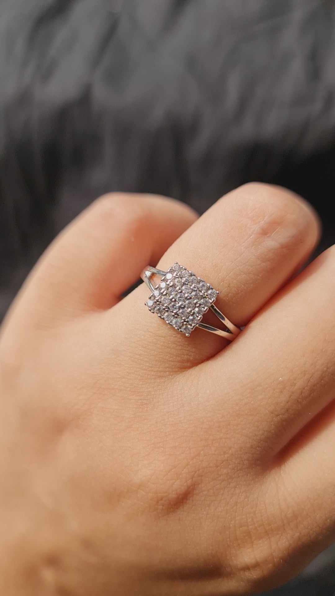 Square Cluster Silver Ring