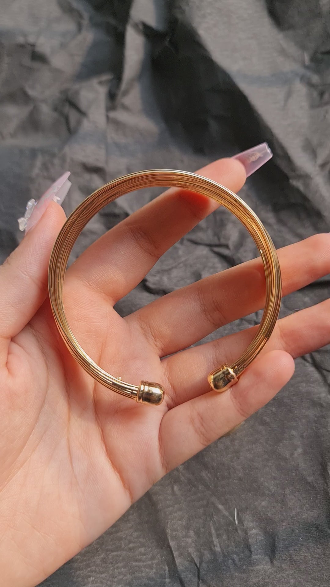 Multi Strand Golden Toned Bangle & Ring Set
