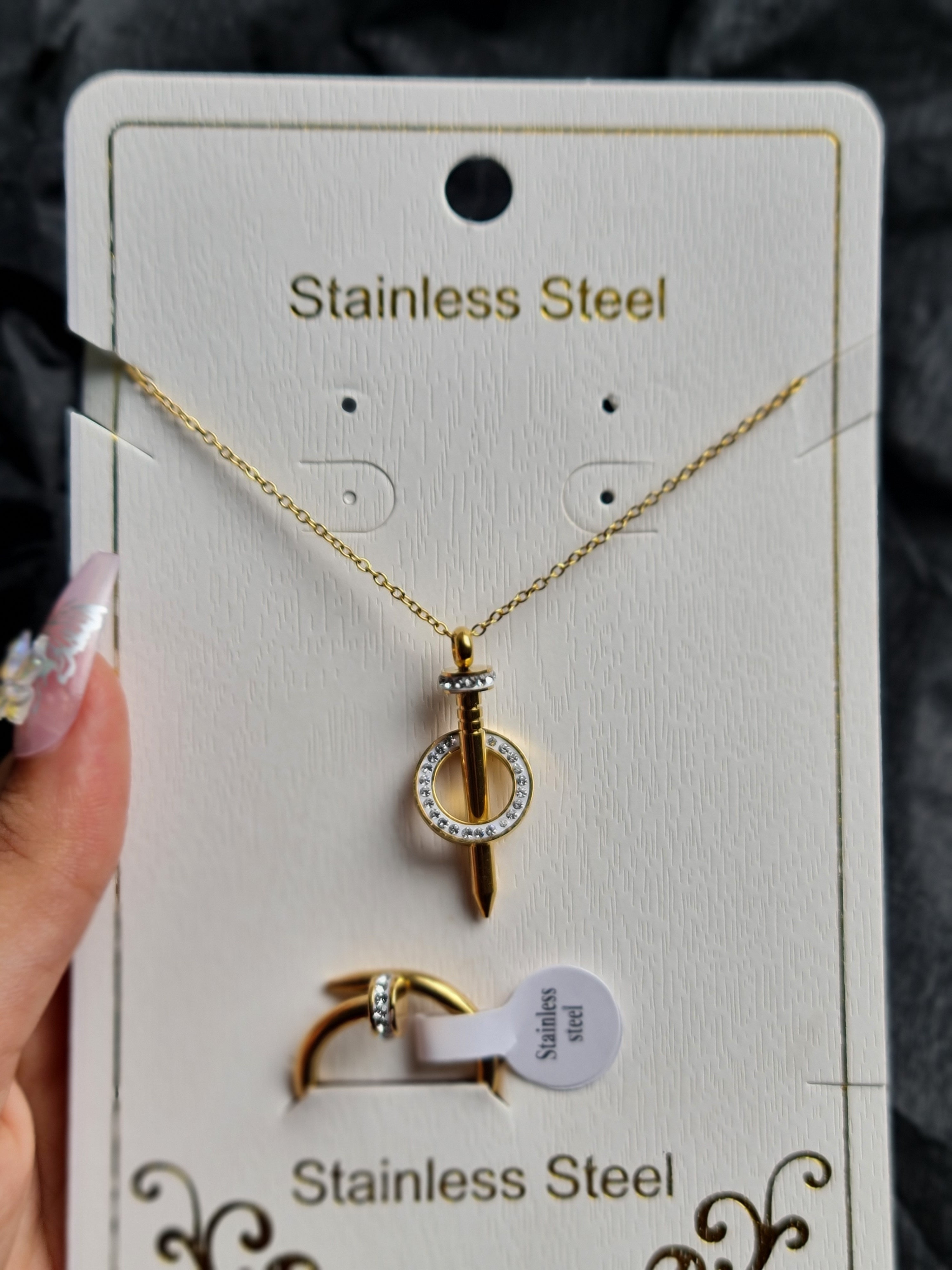 Stainless Steel Gold Sparkle Jewellery