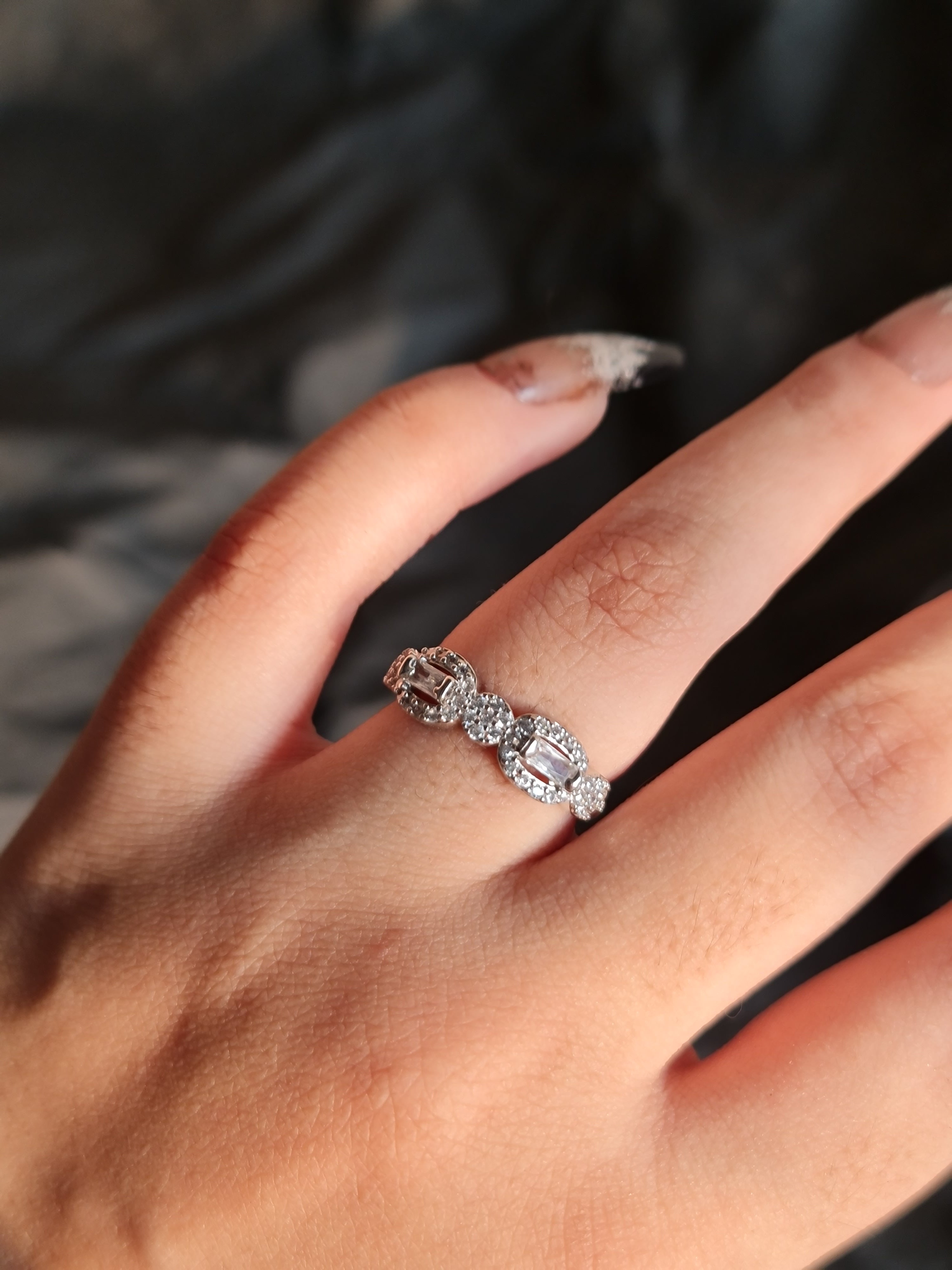 Elegant Sterling Silver Zirconia Band Ring