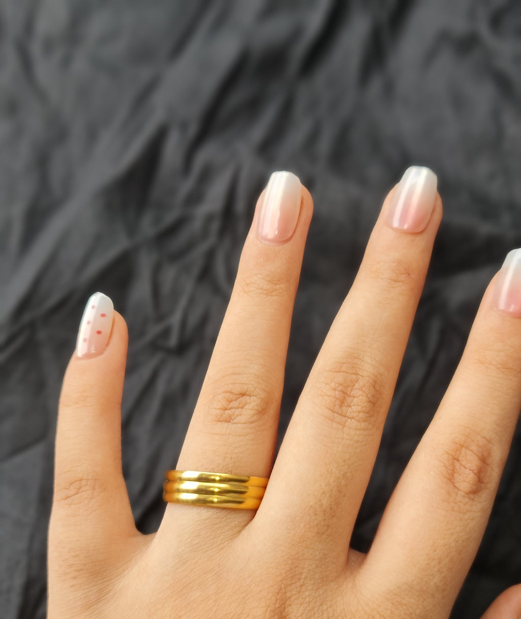 Gold Toned Triple Grooved Stainless Steel Band