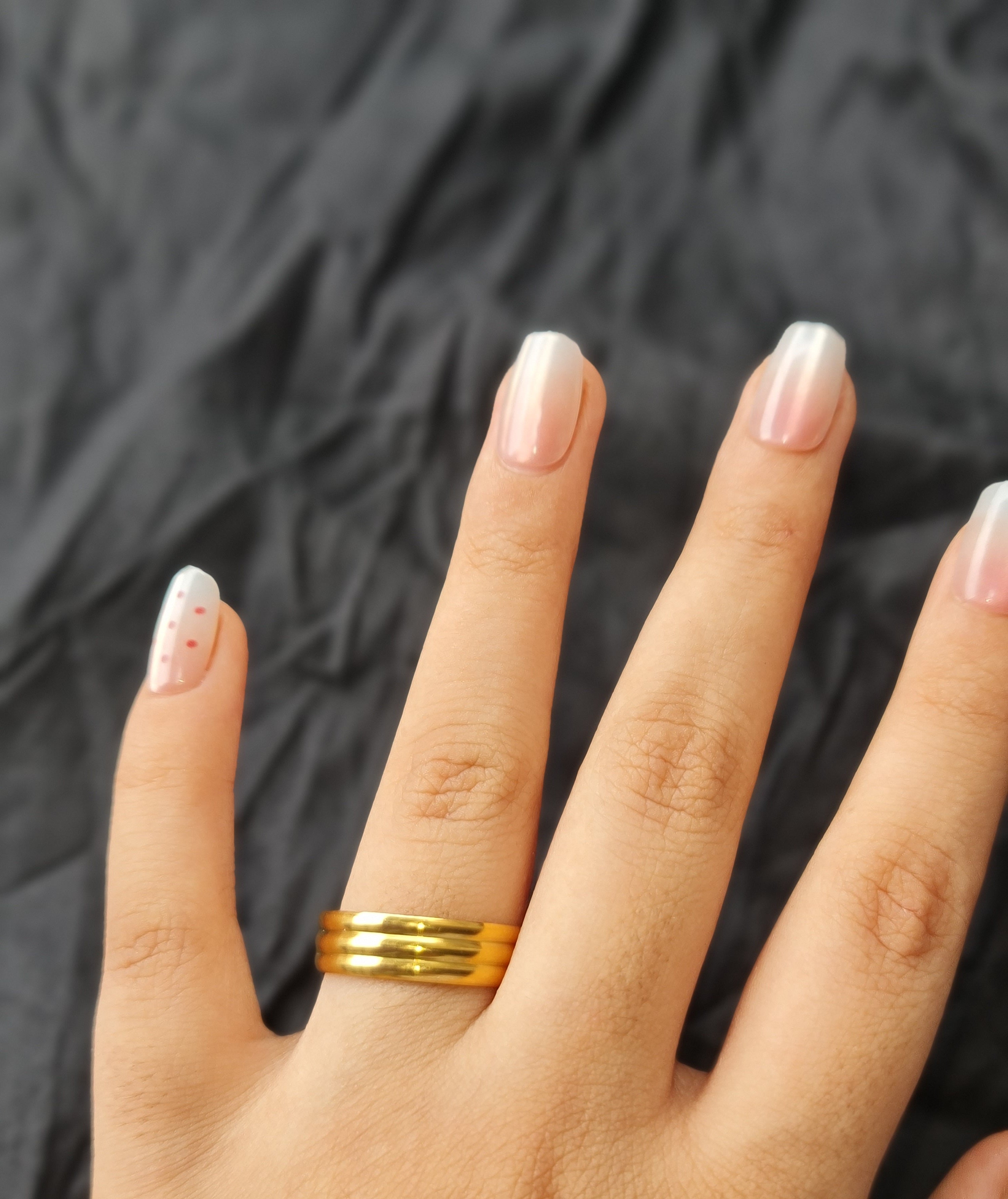 Gold Toned Triple Grooved Stainless Steel Band