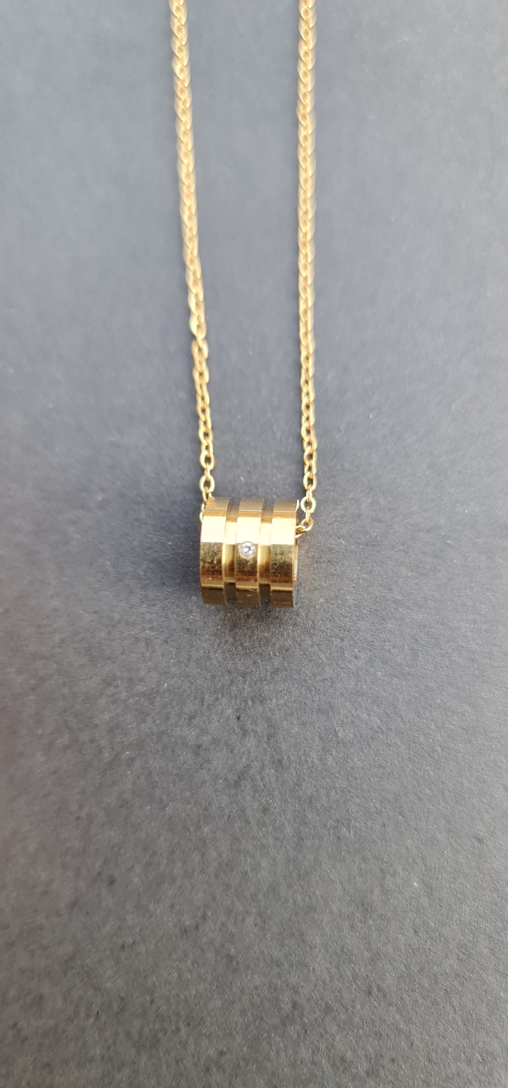 Gold-Toned Stainless Steel Cylinder Pendant Necklace