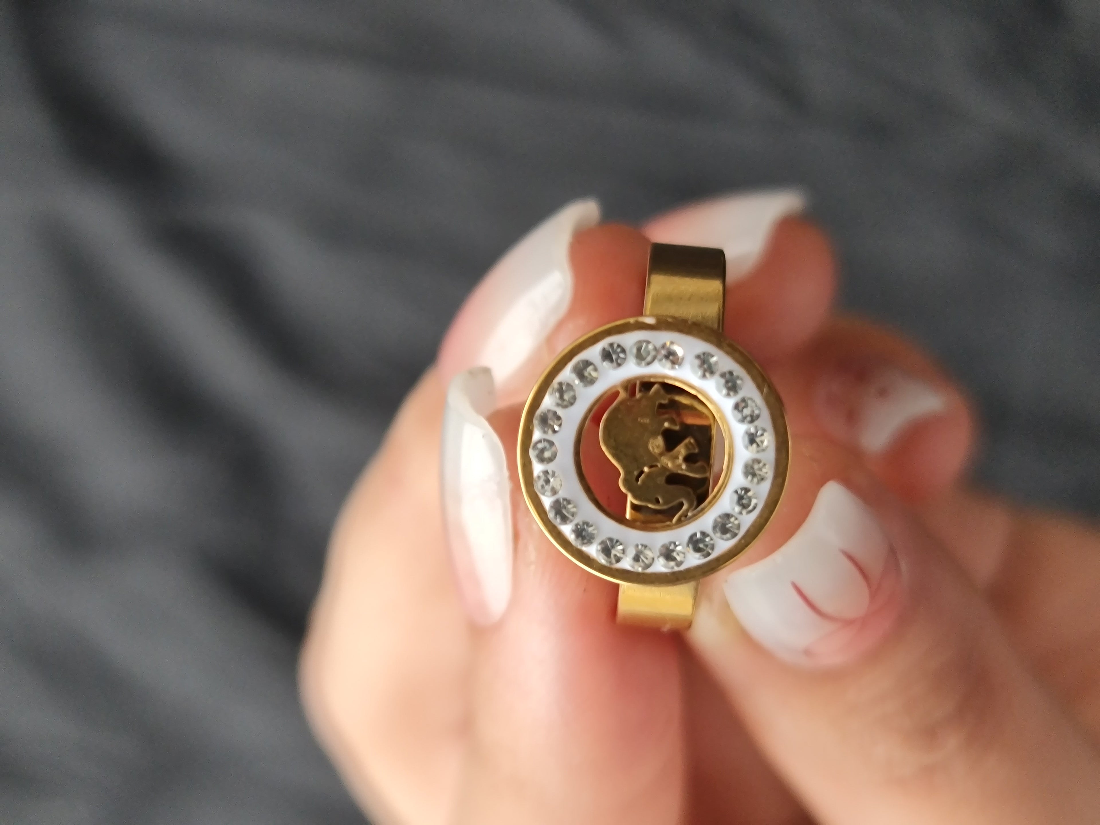 Gold-Toned Ring with Elephant Stainless Steel