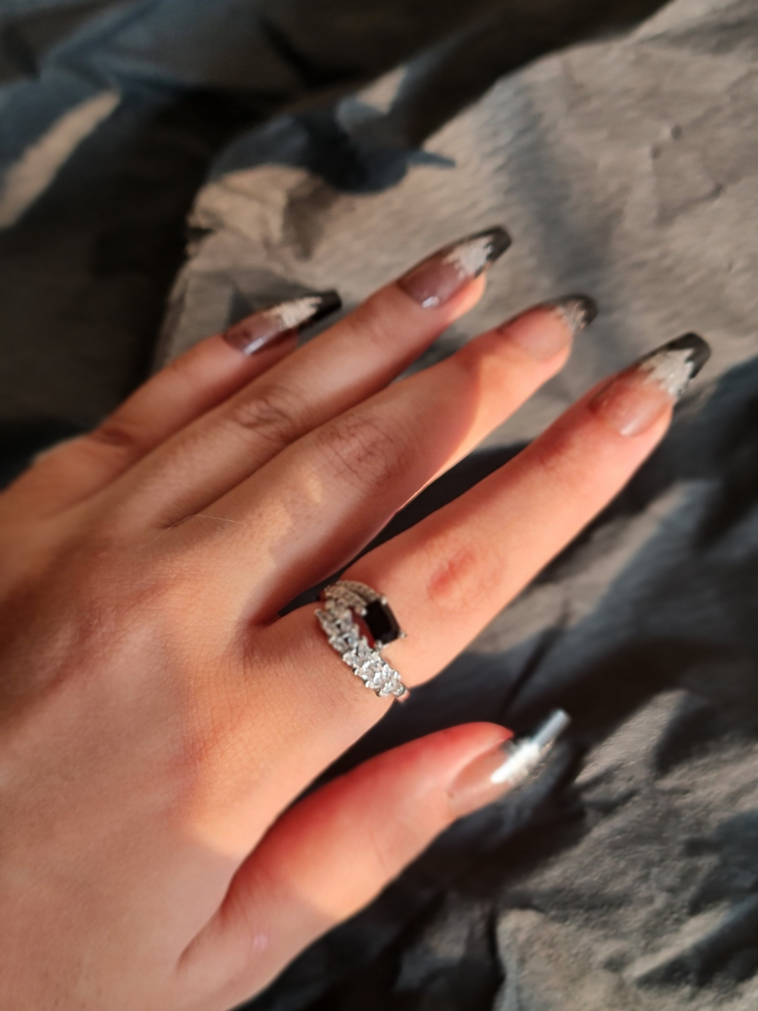 Sophisticated Black Zircon And Marquise Ring