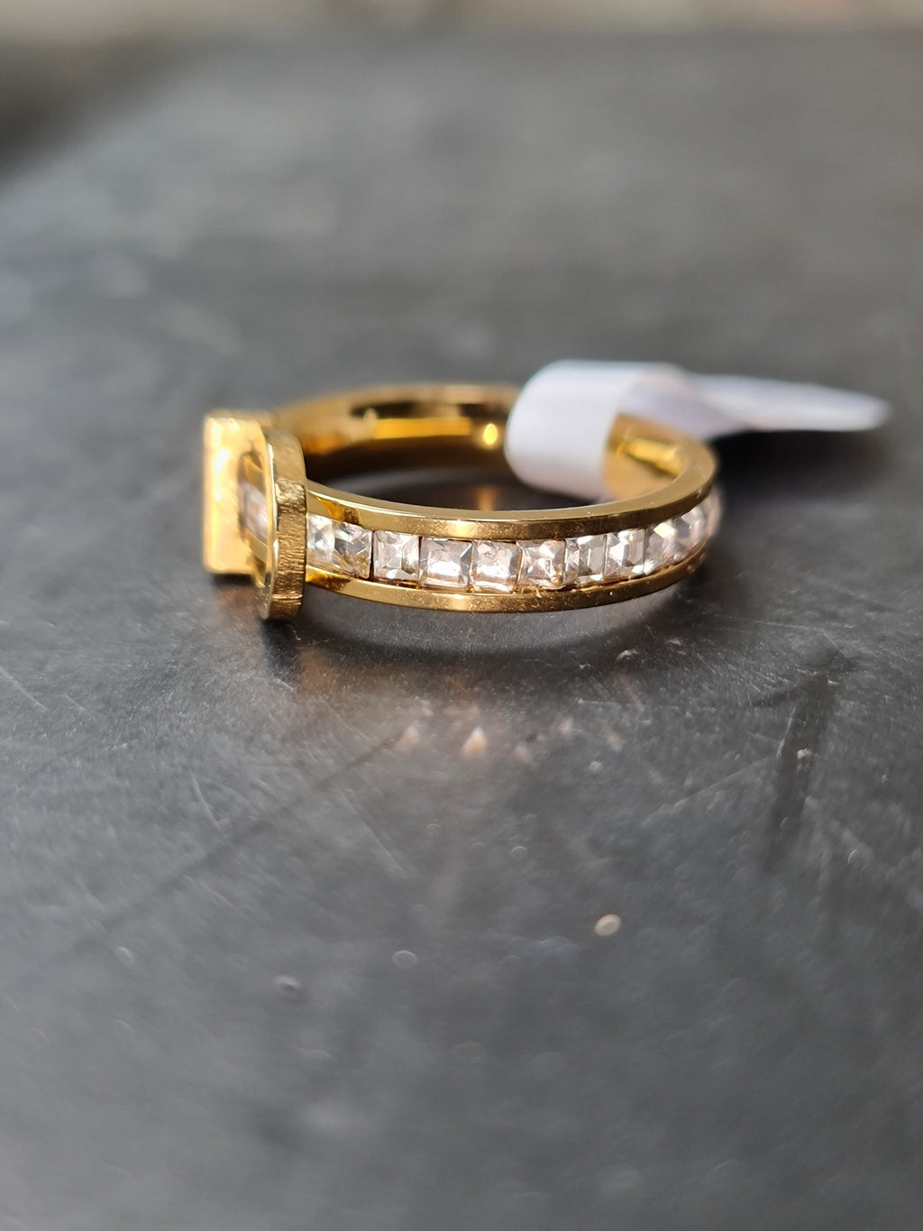 Stainless Steel Gold Toned Buckel Ring