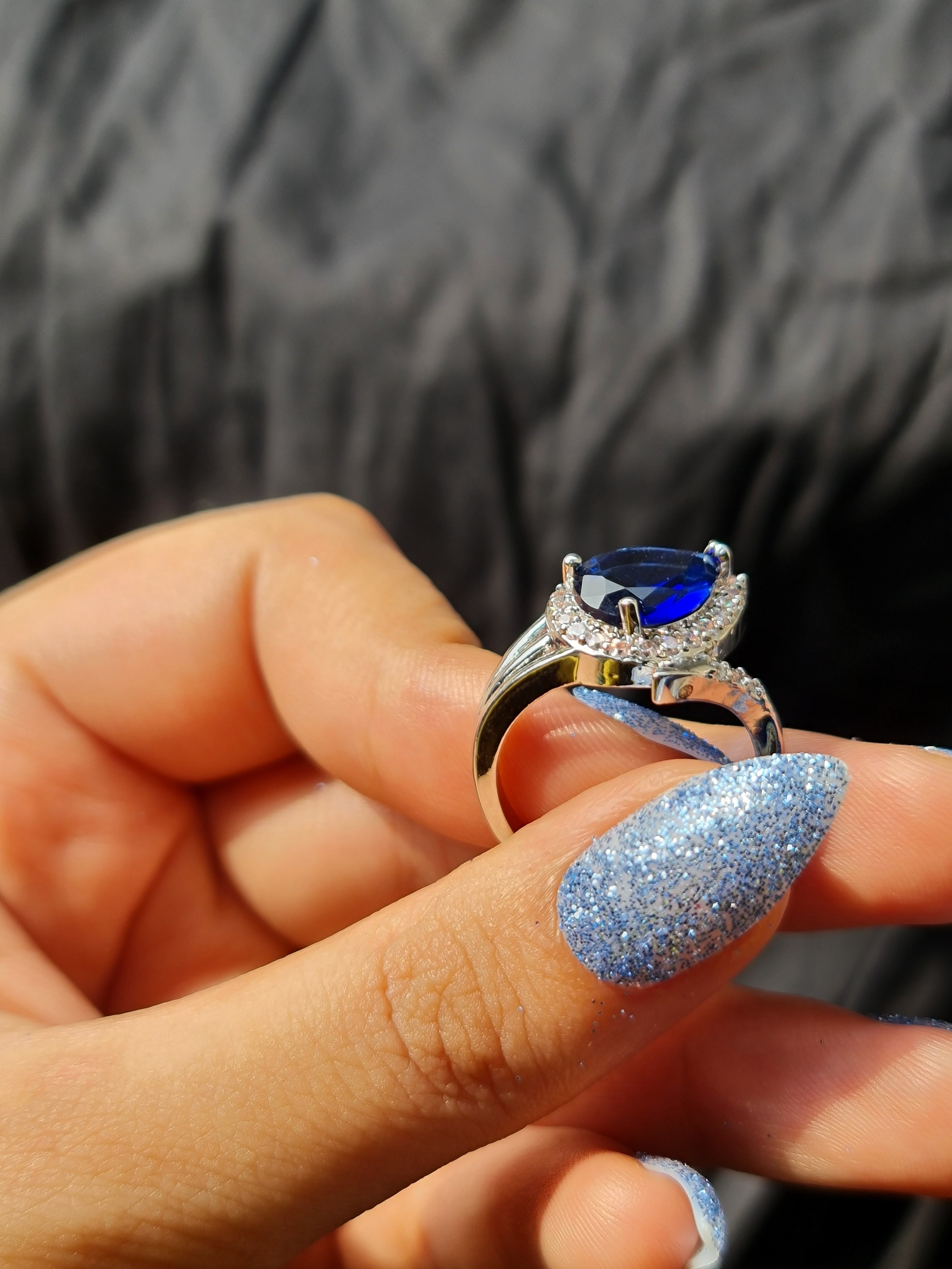 Pear-Cut Blue Stone Ring