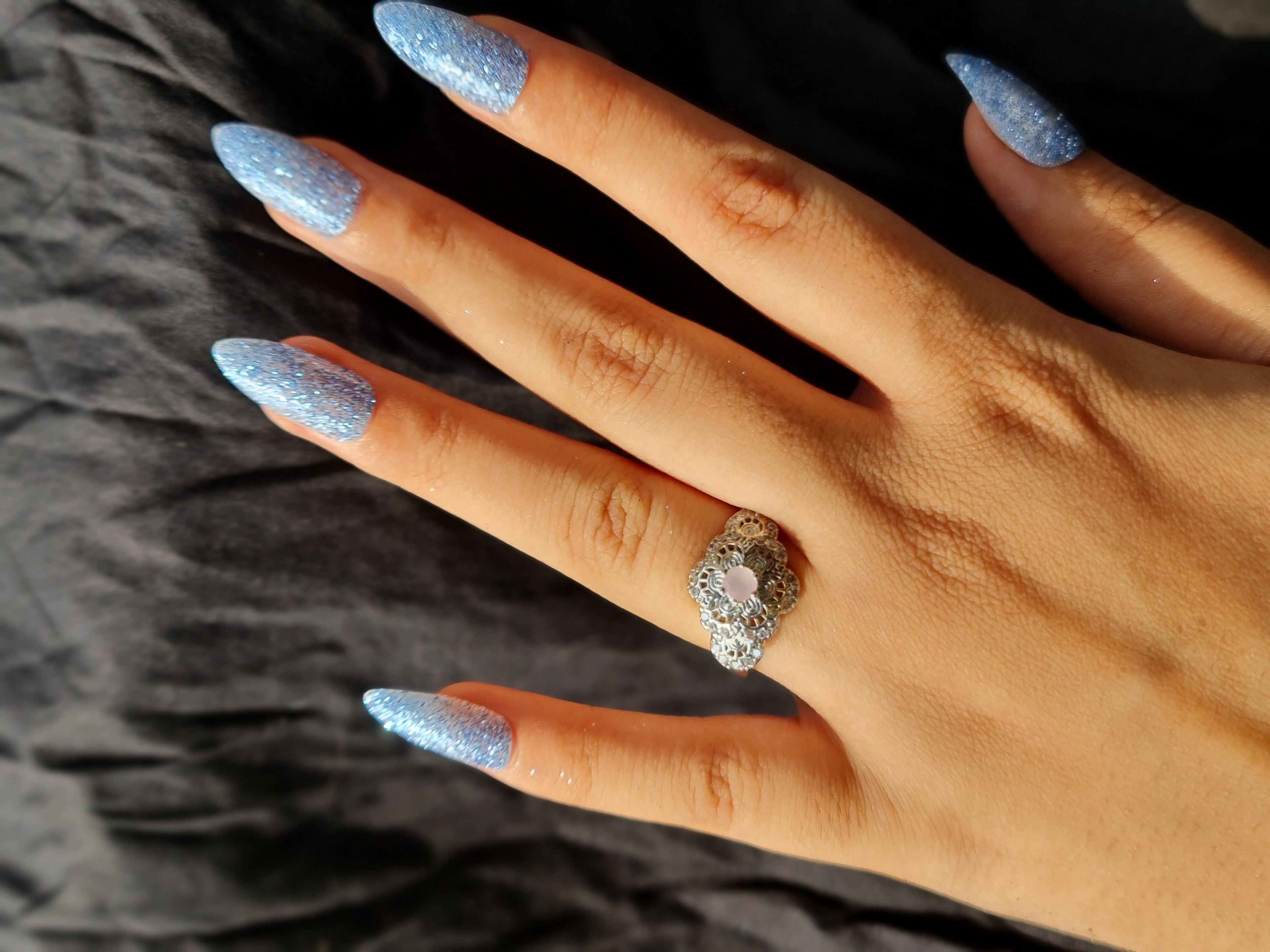 Vintage Filigree Floral Ring with Rose Quartz