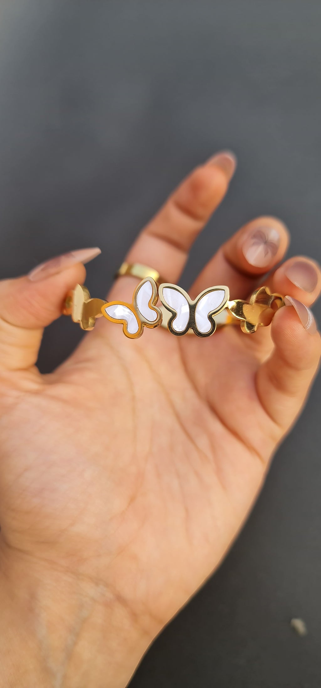 Golden Toned Stainless Steel Butterfly Bracelet