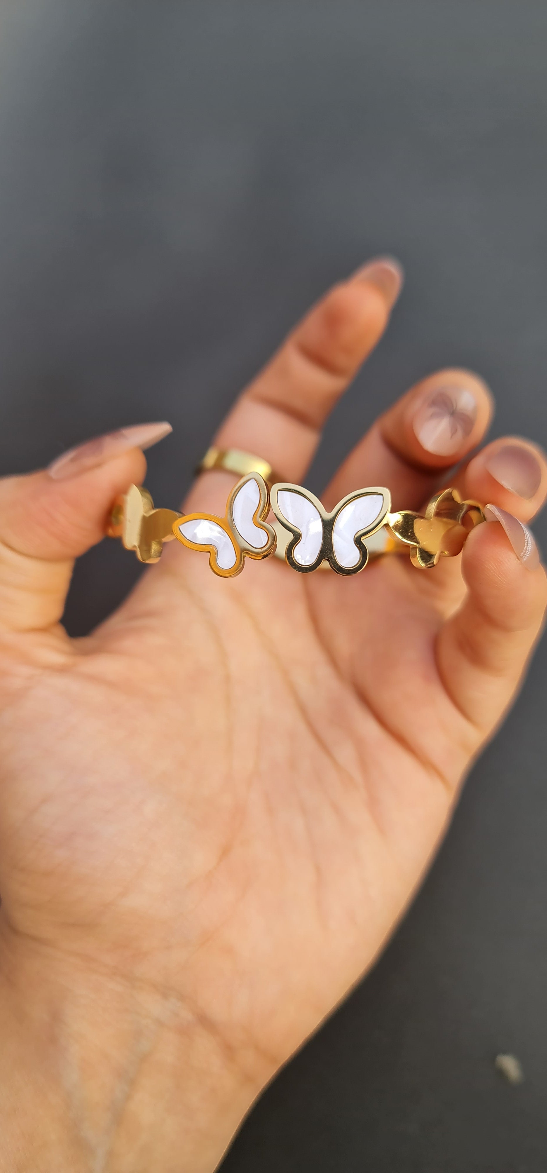 Golden Toned Stainless Steel Butterfly Bracelet