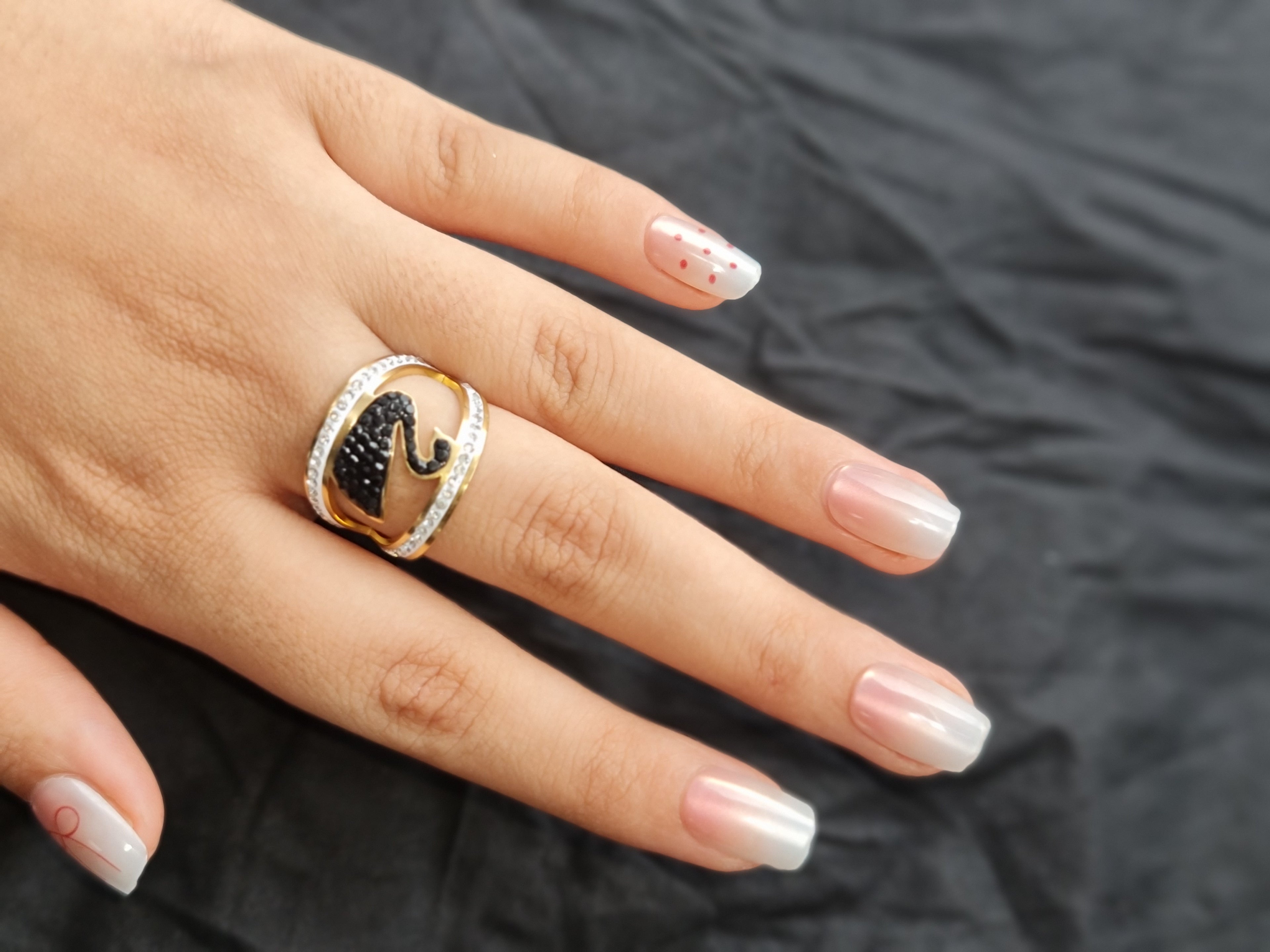 Swan Ring with Pave Crystals Stainless Steel