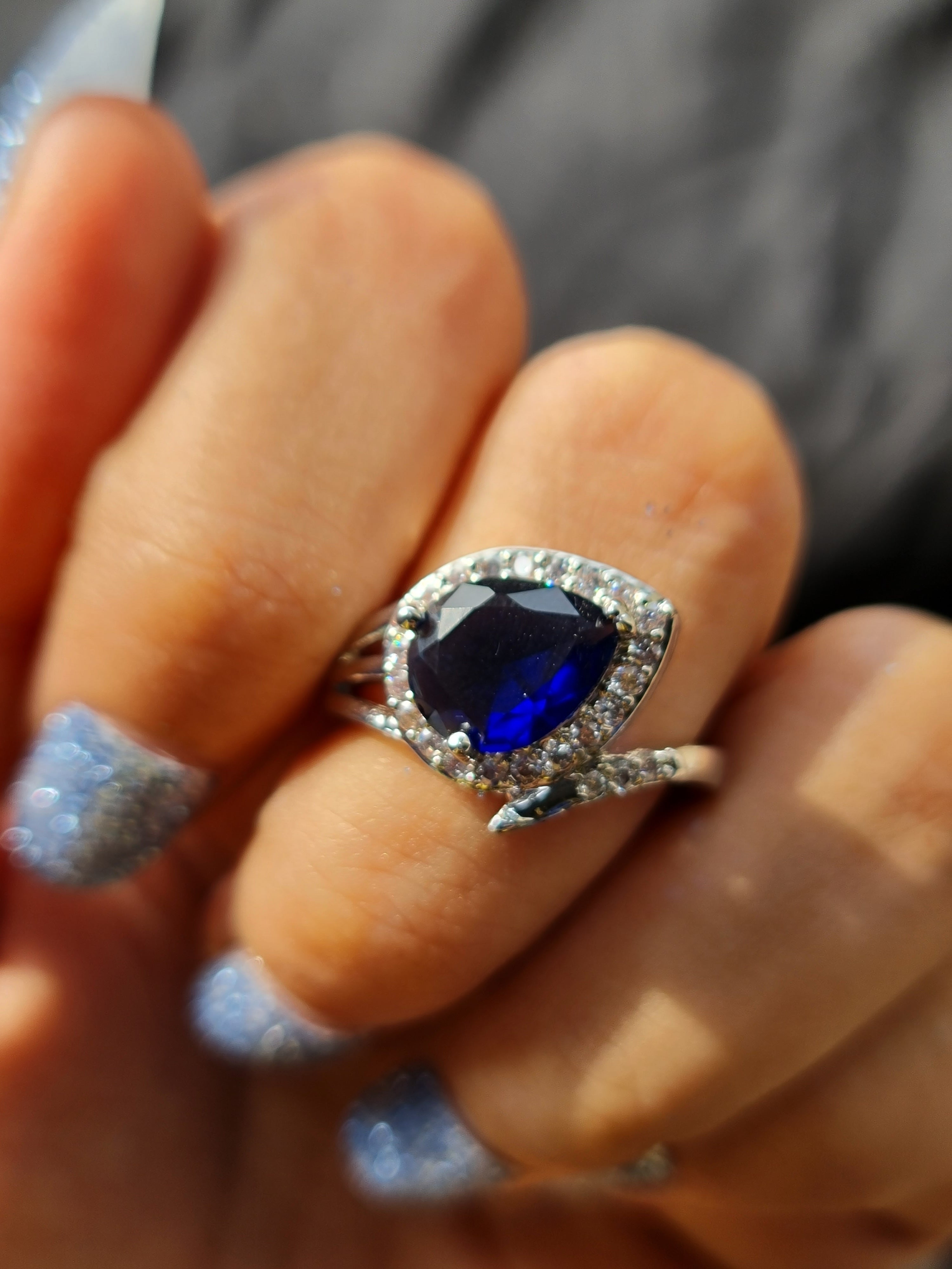 Pear-Cut Blue Stone Ring