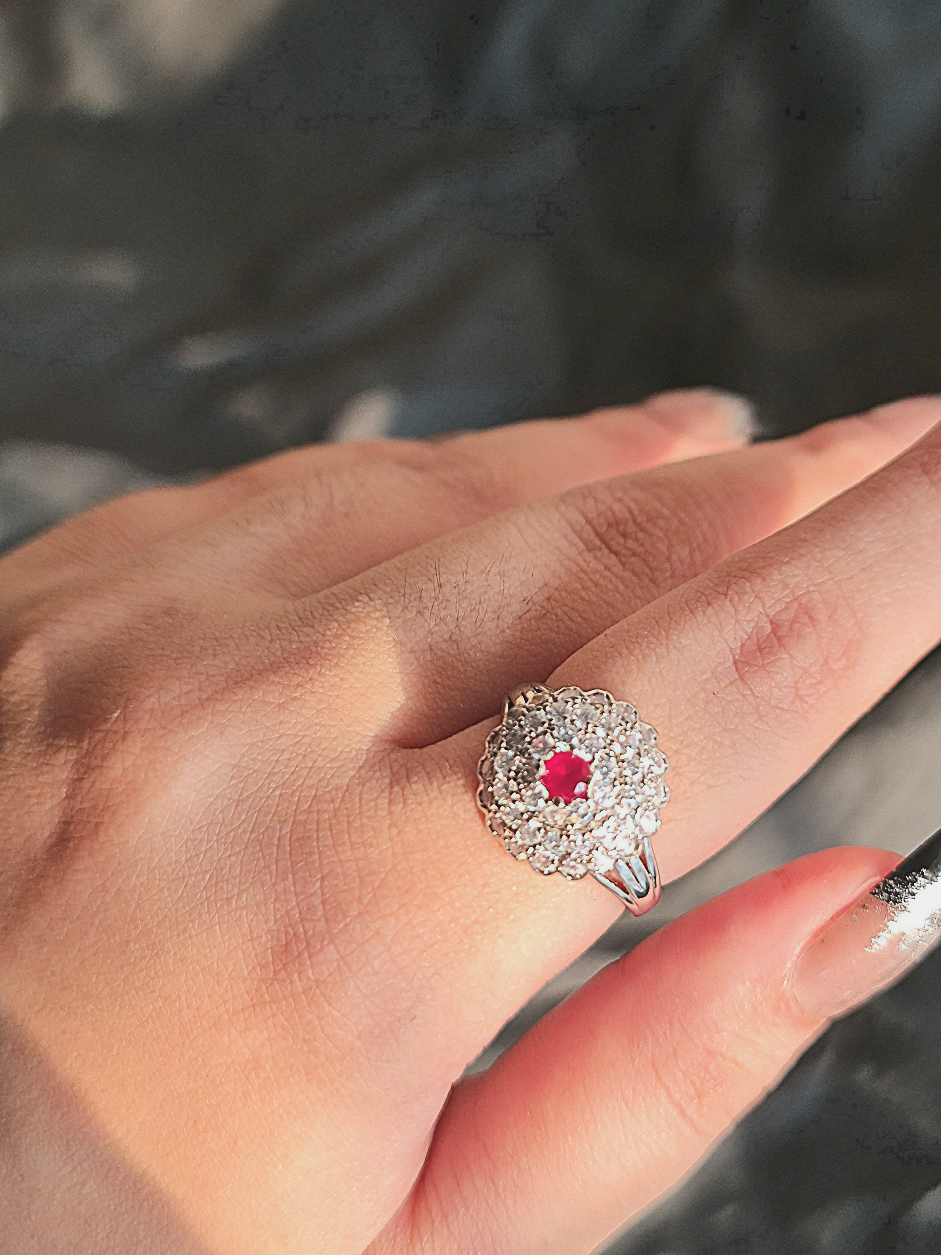 Radian Blossom Ruby and Zircon Cluster Ring