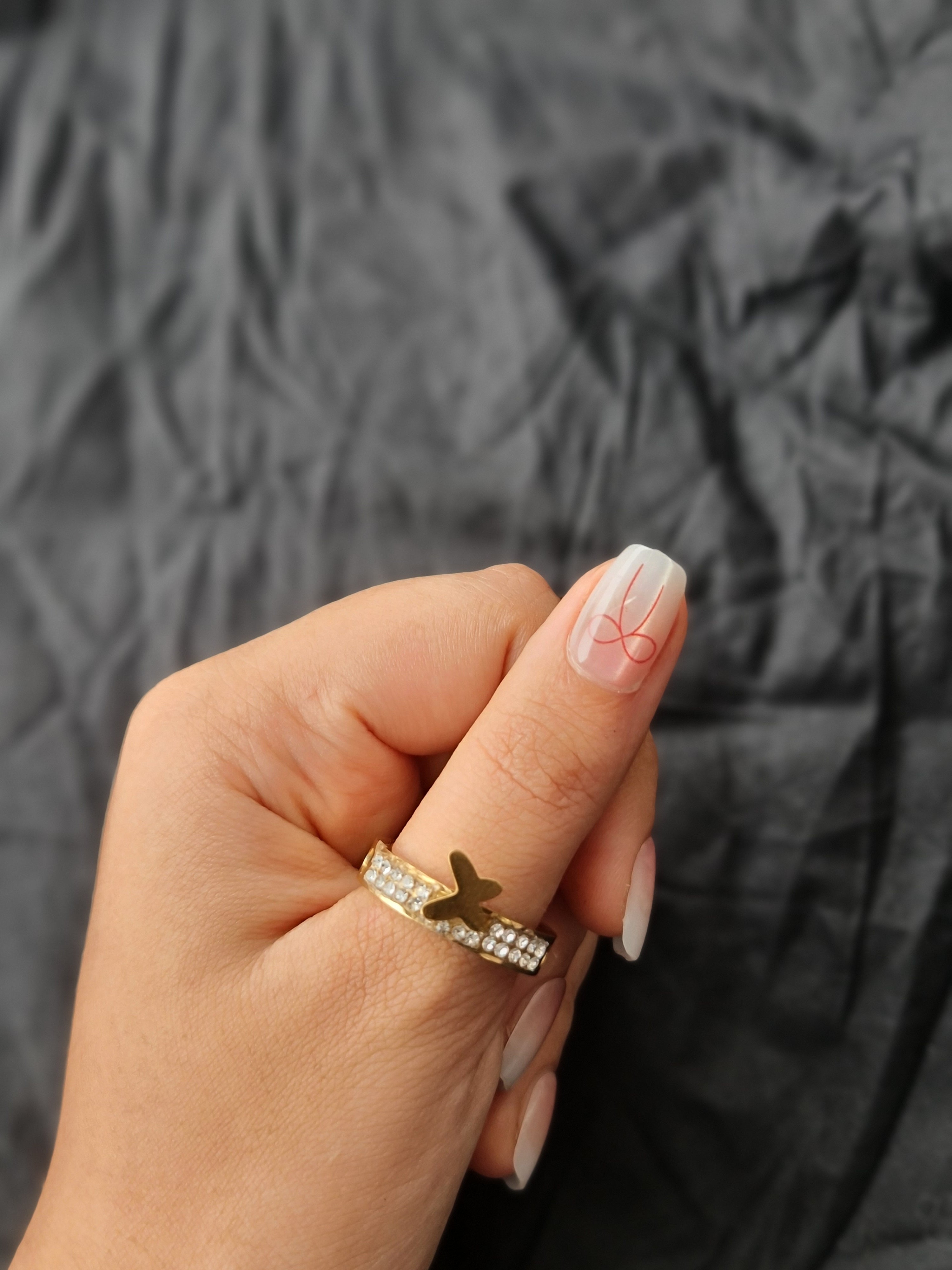 Stainless Steel Butterfly Cuff Ring