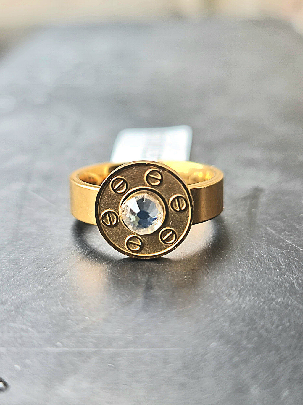 Stainless Steel Studded Disk Ring