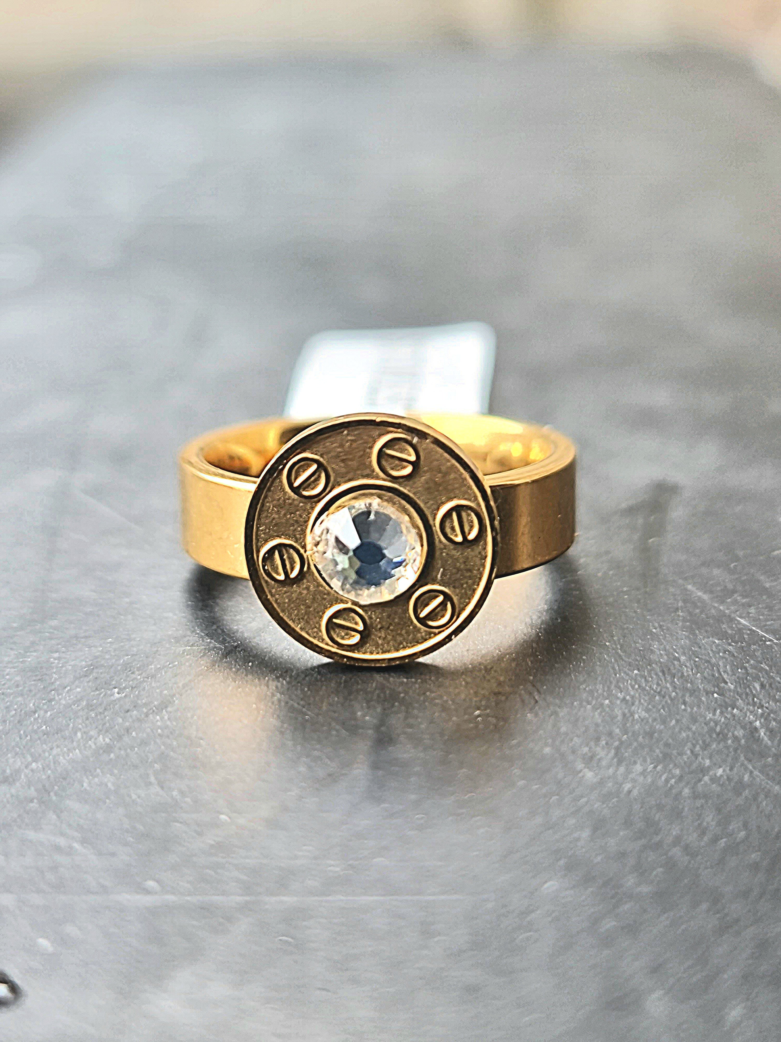 Stainless Steel Studded Disk Ring