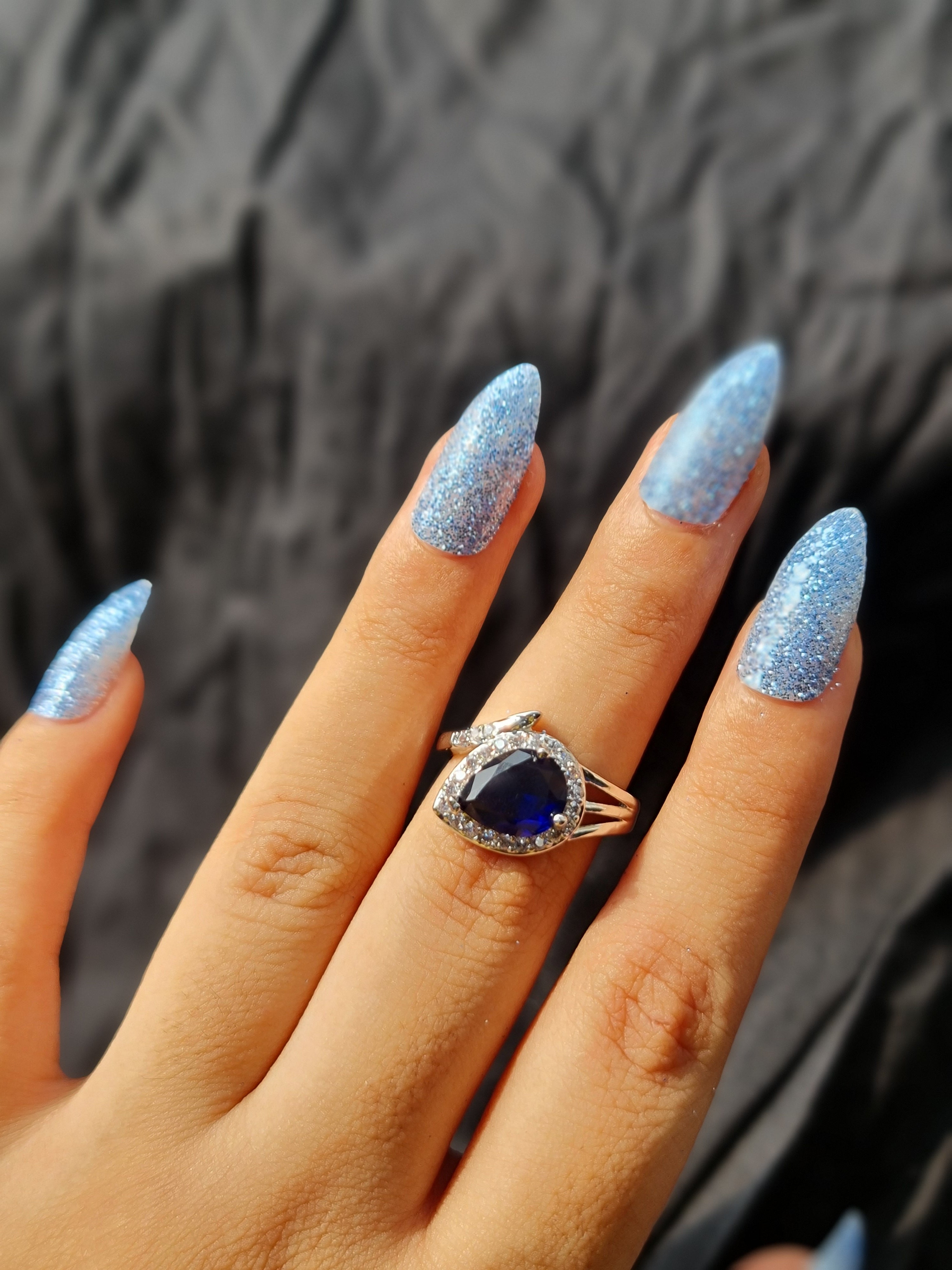 Pear-Cut Blue Stone Ring