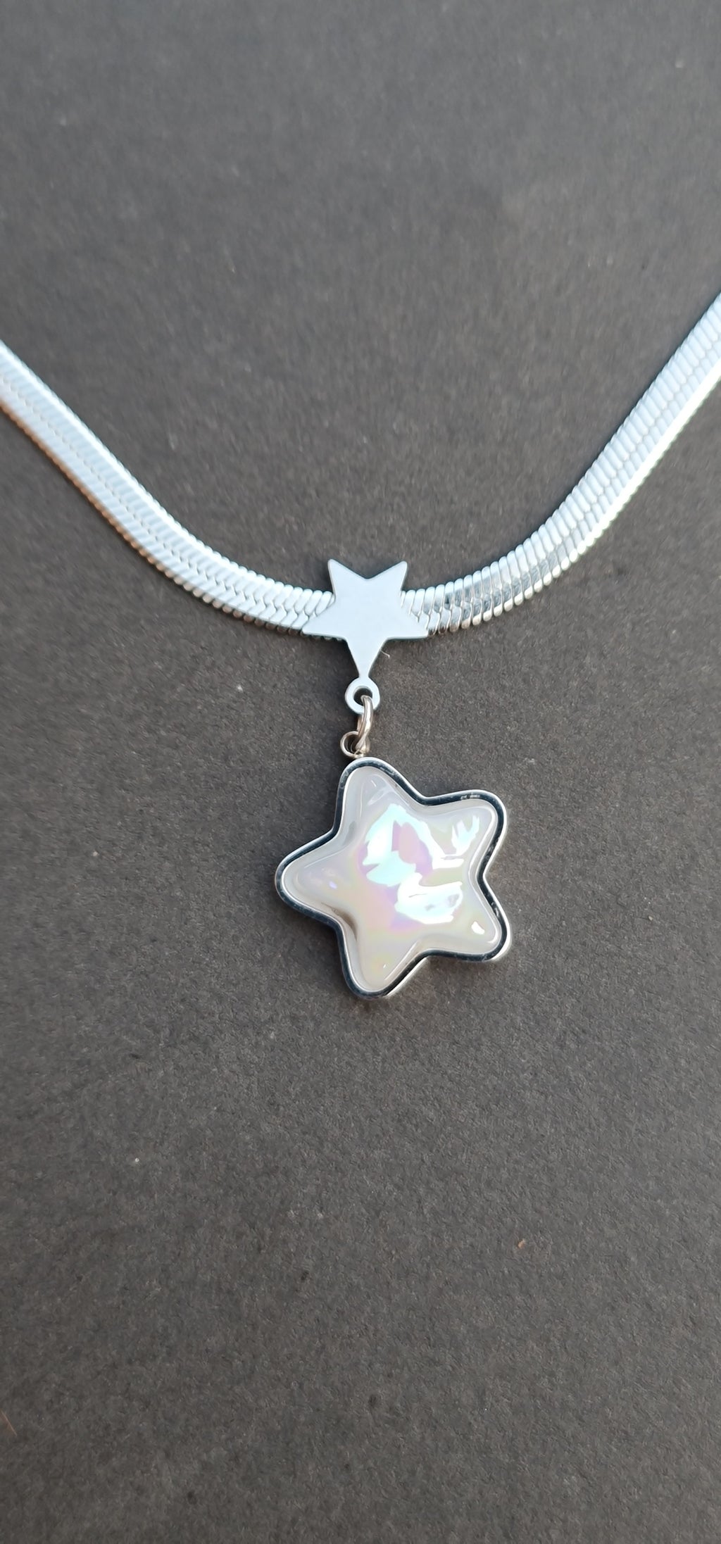 Star Pendant Herringbone Necklace in Stainless Steel ✨