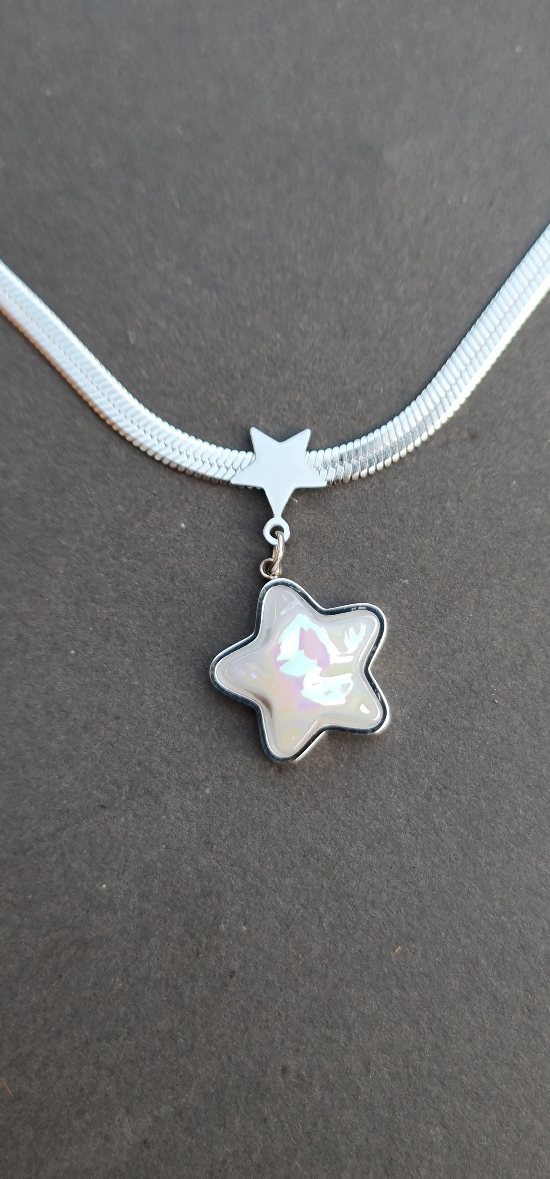 Star Pendant Herringbone Necklace in Stainless Steel ✨