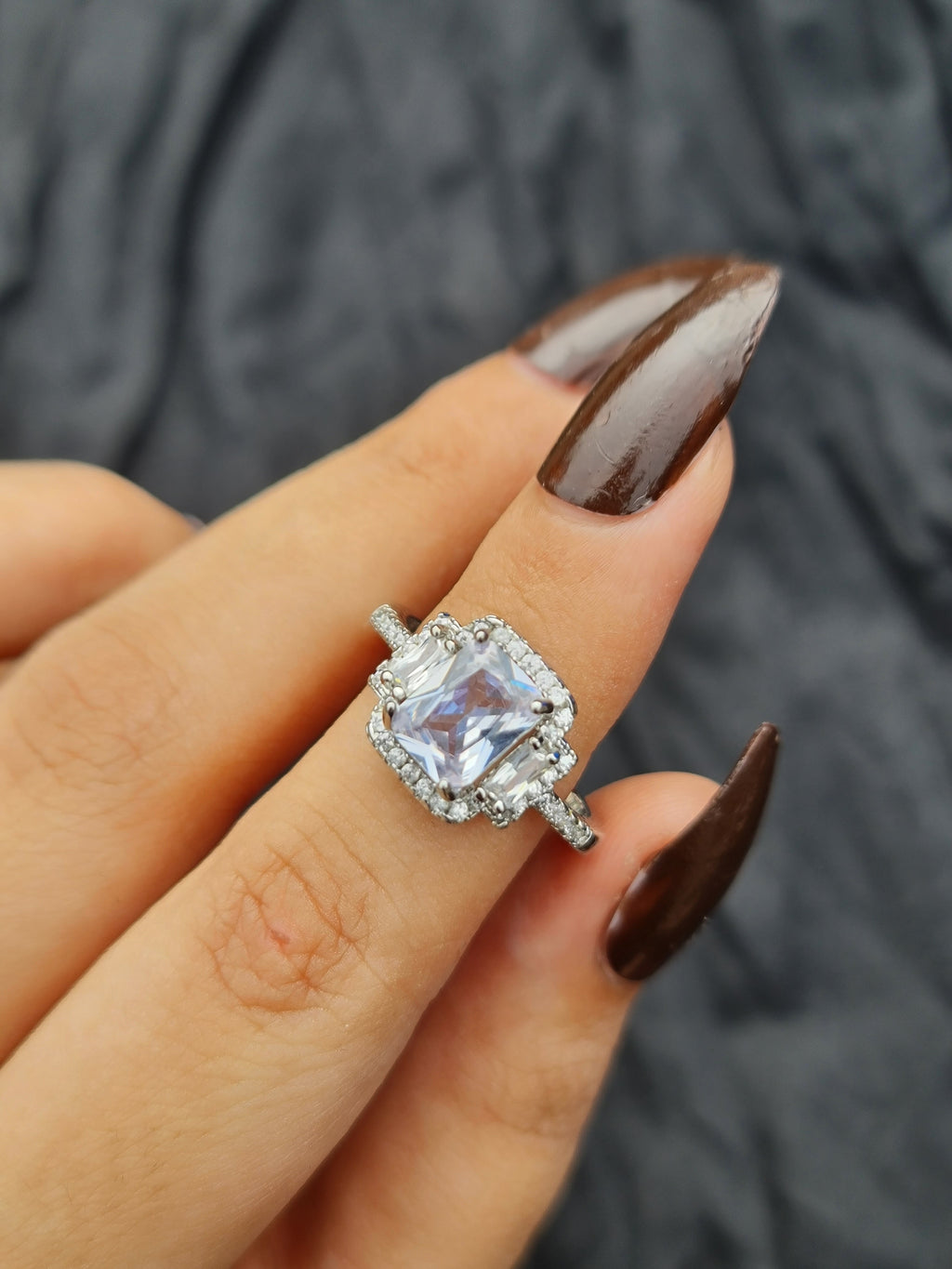 Sterling Silver Emerald-cut Cubic Zirconia Ring