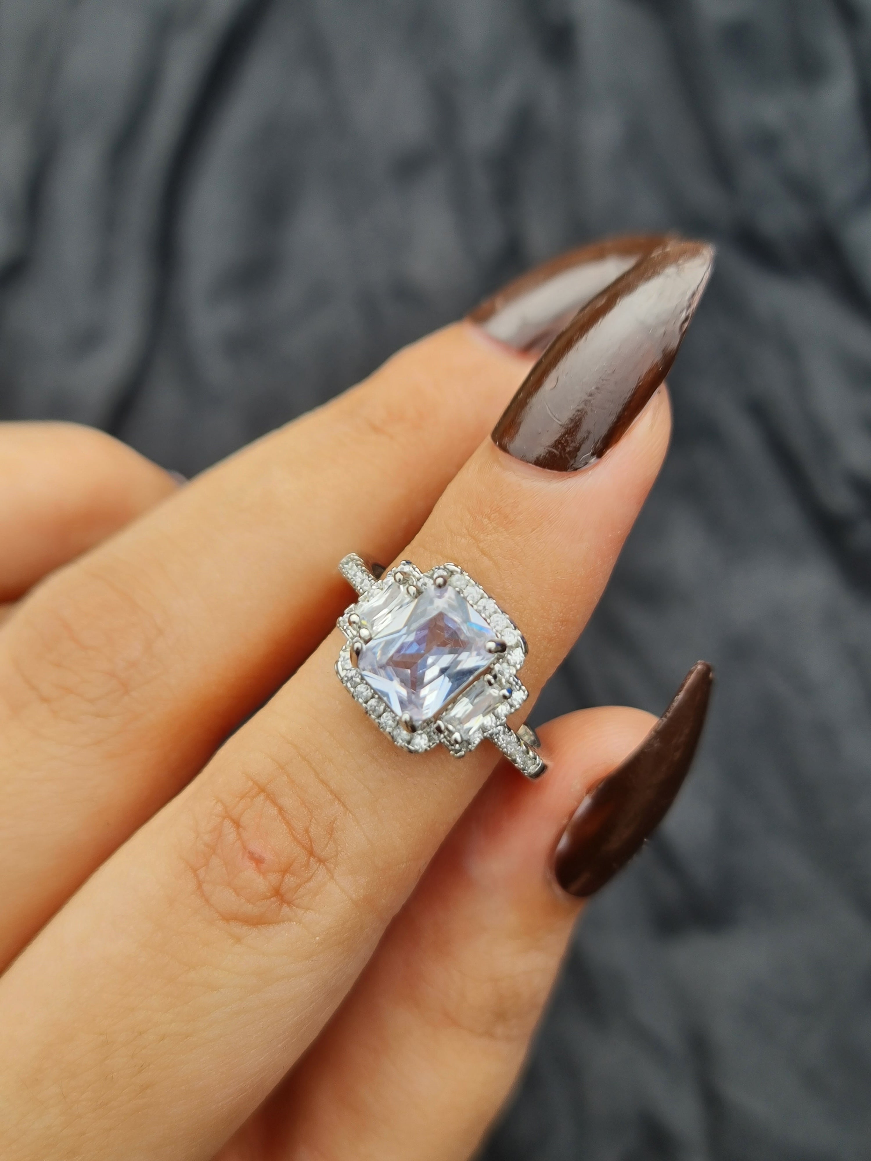Sterling Silver Emerald-cut Cubic Zirconia Ring