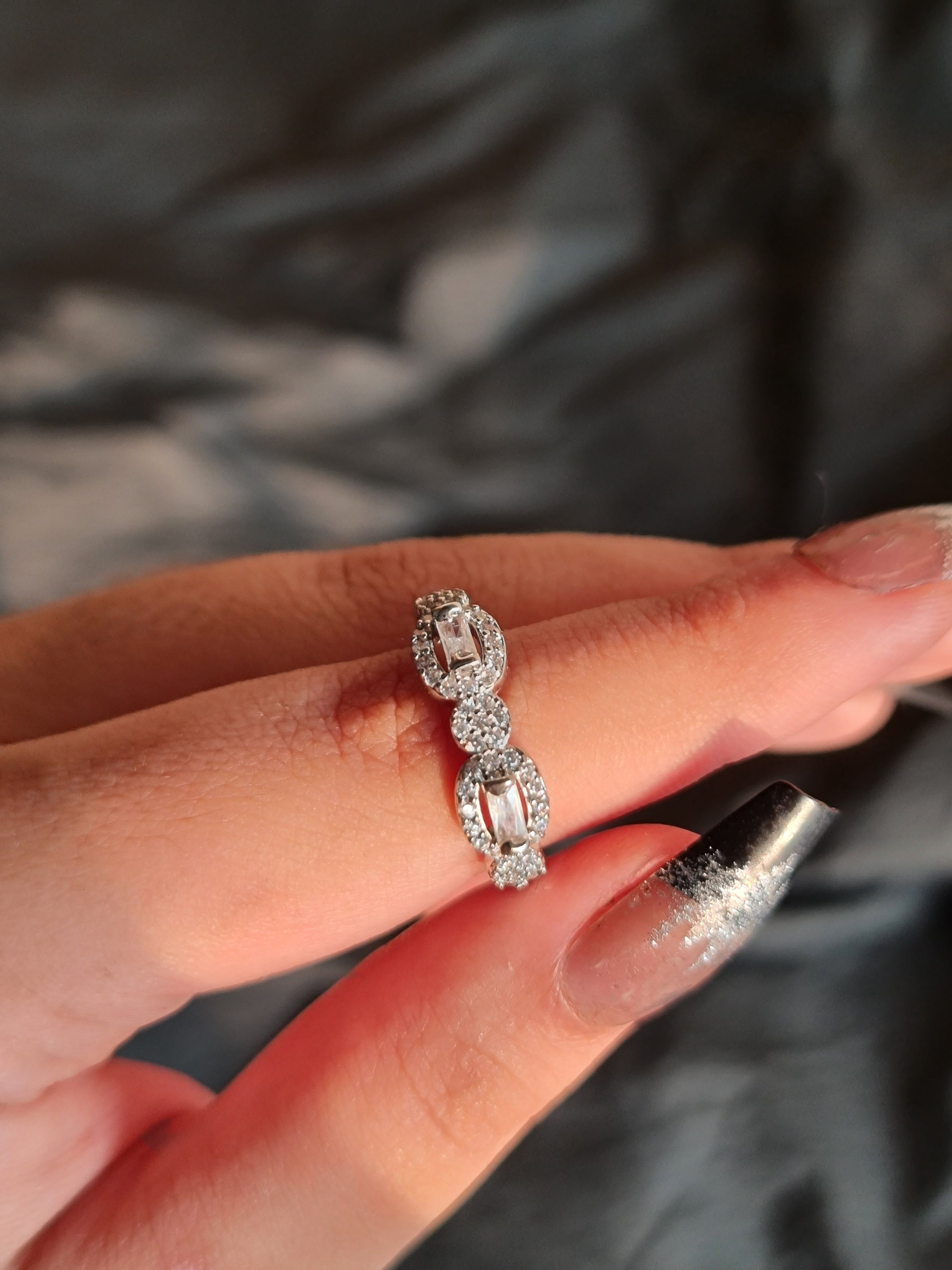 Elegant Sterling Silver Zirconia Band Ring