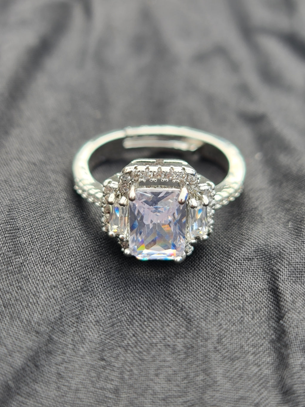 Sterling Silver Emerald-cut Cubic Zirconia Ring