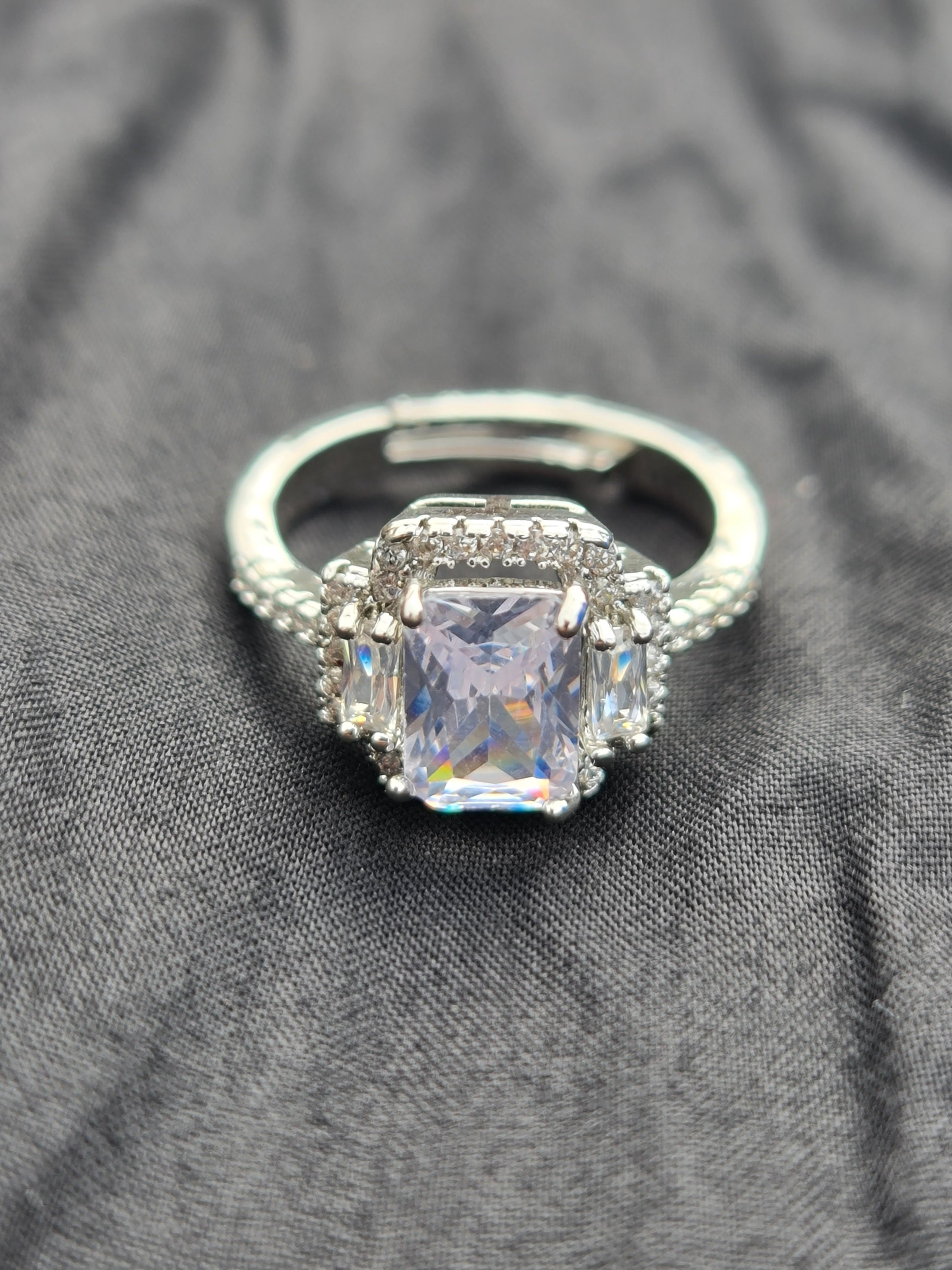 Sterling Silver Emerald-cut Cubic Zirconia Ring