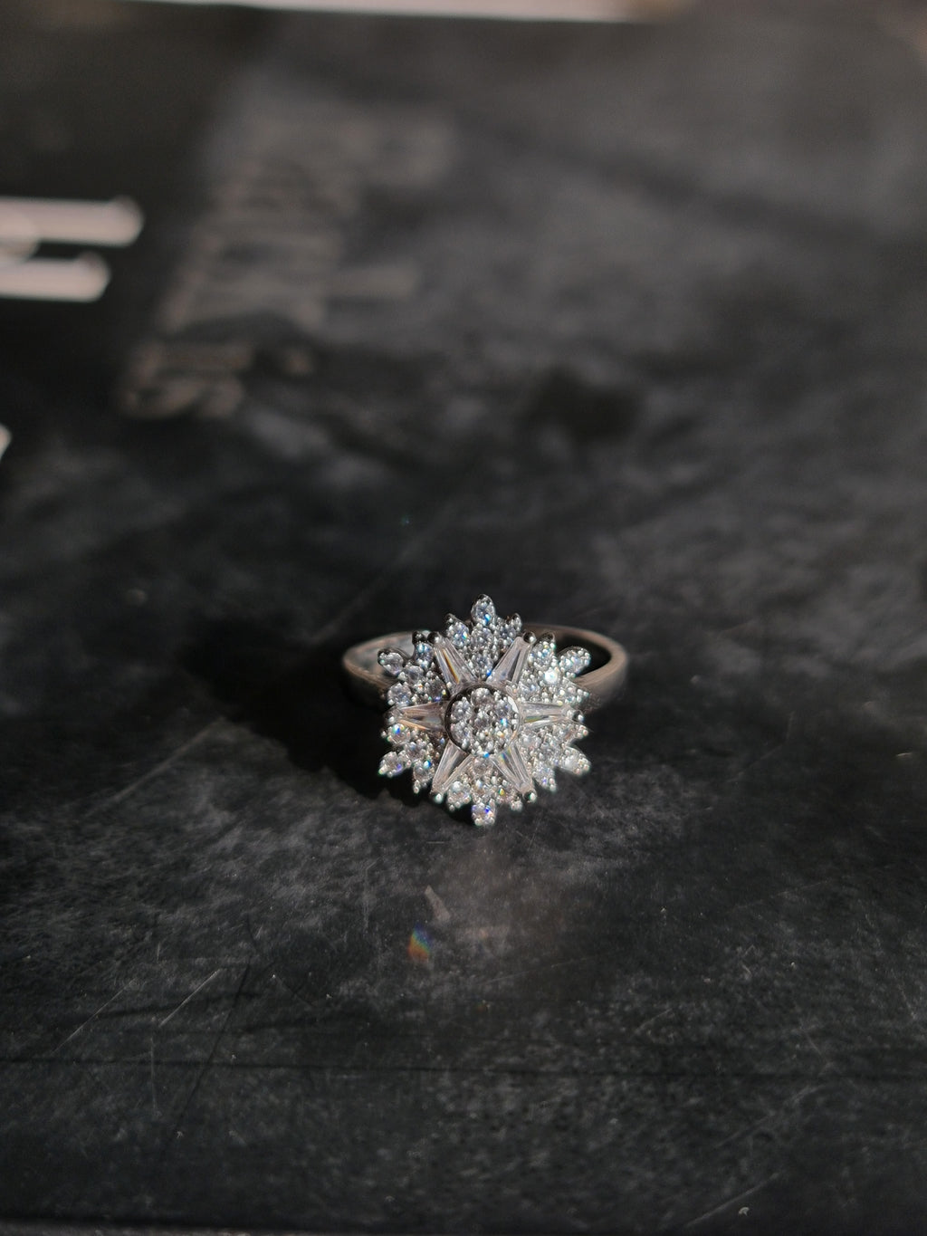 Dazzling Snowflake or Starbust Zirconia Ring