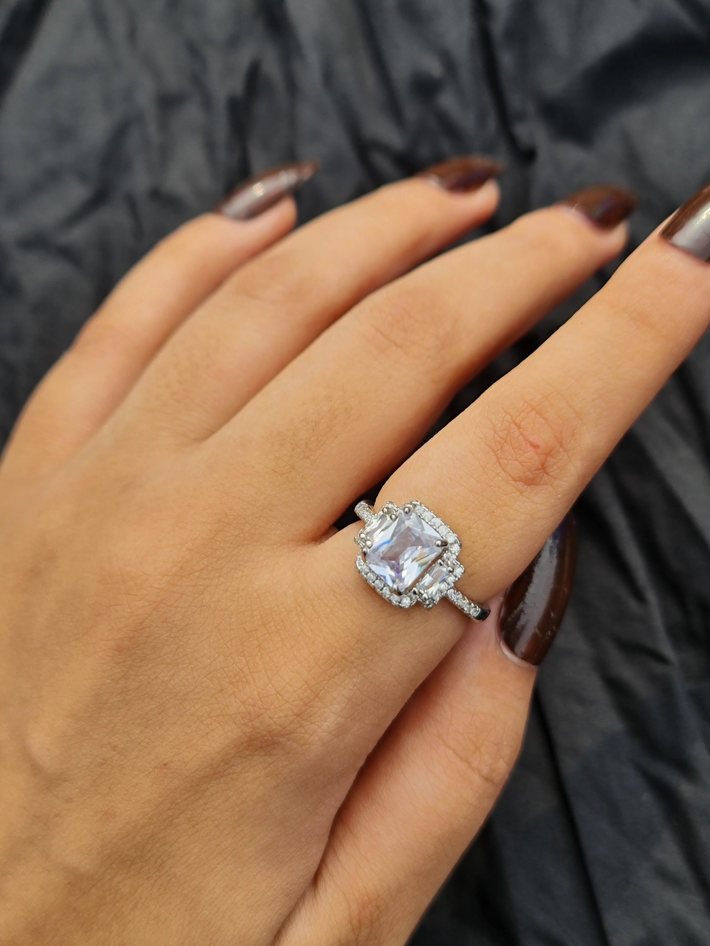 Sterling Silver Emerald-cut Cubic Zirconia Ring