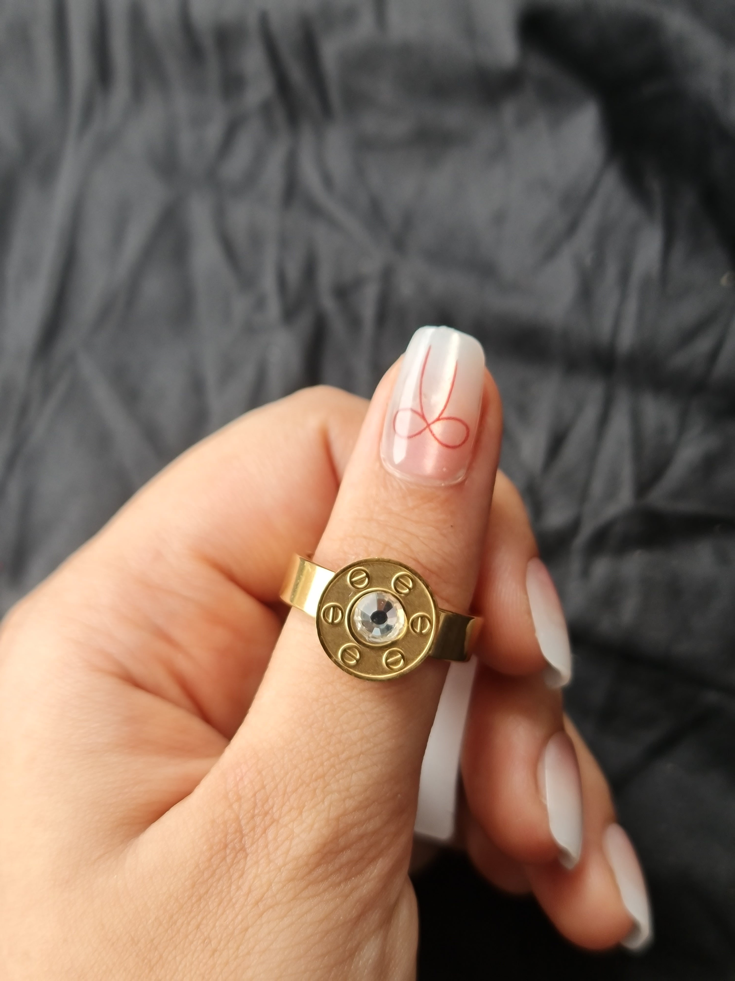 Stainless Steel Studded Disk Ring
