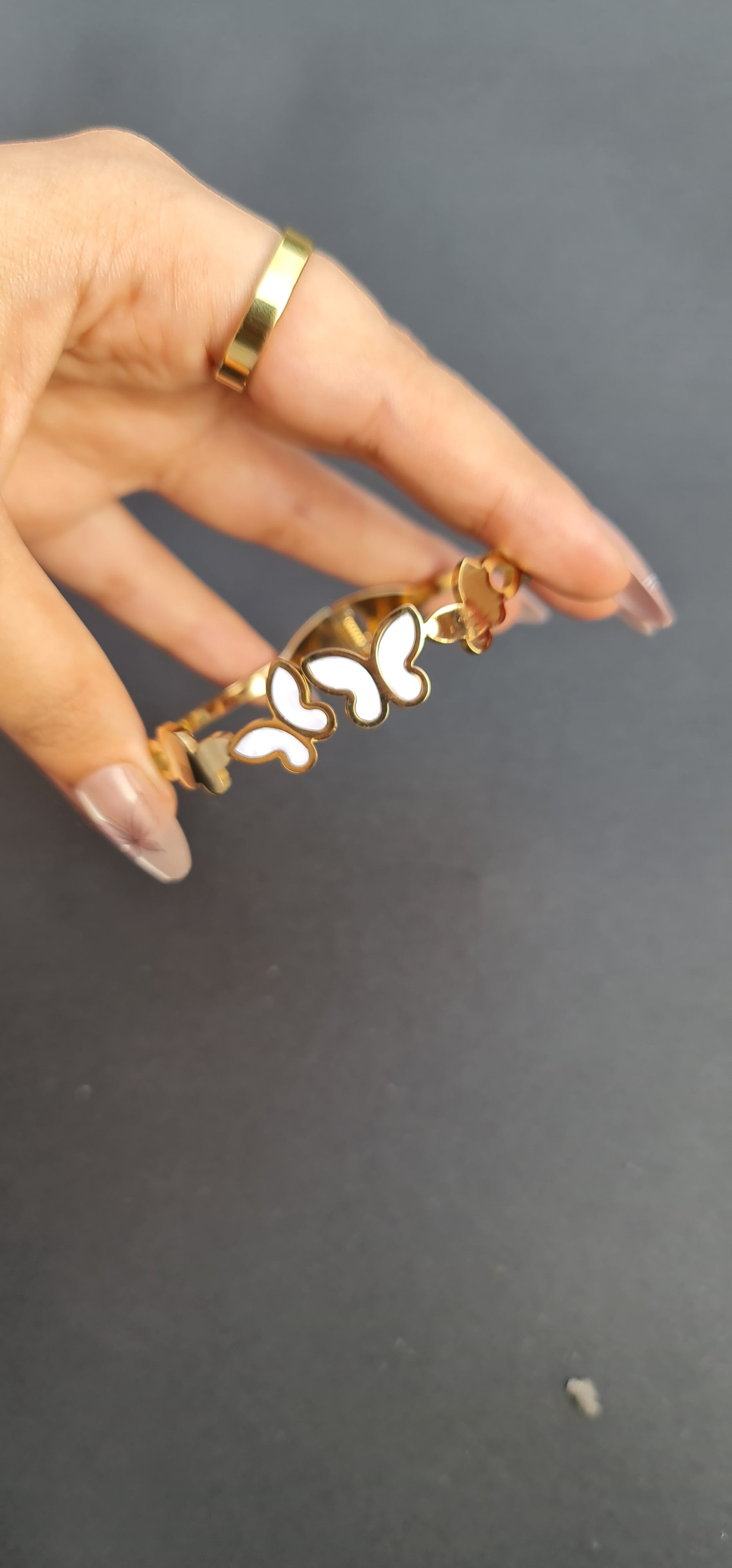 Golden Toned Stainless Steel Butterfly Bracelet