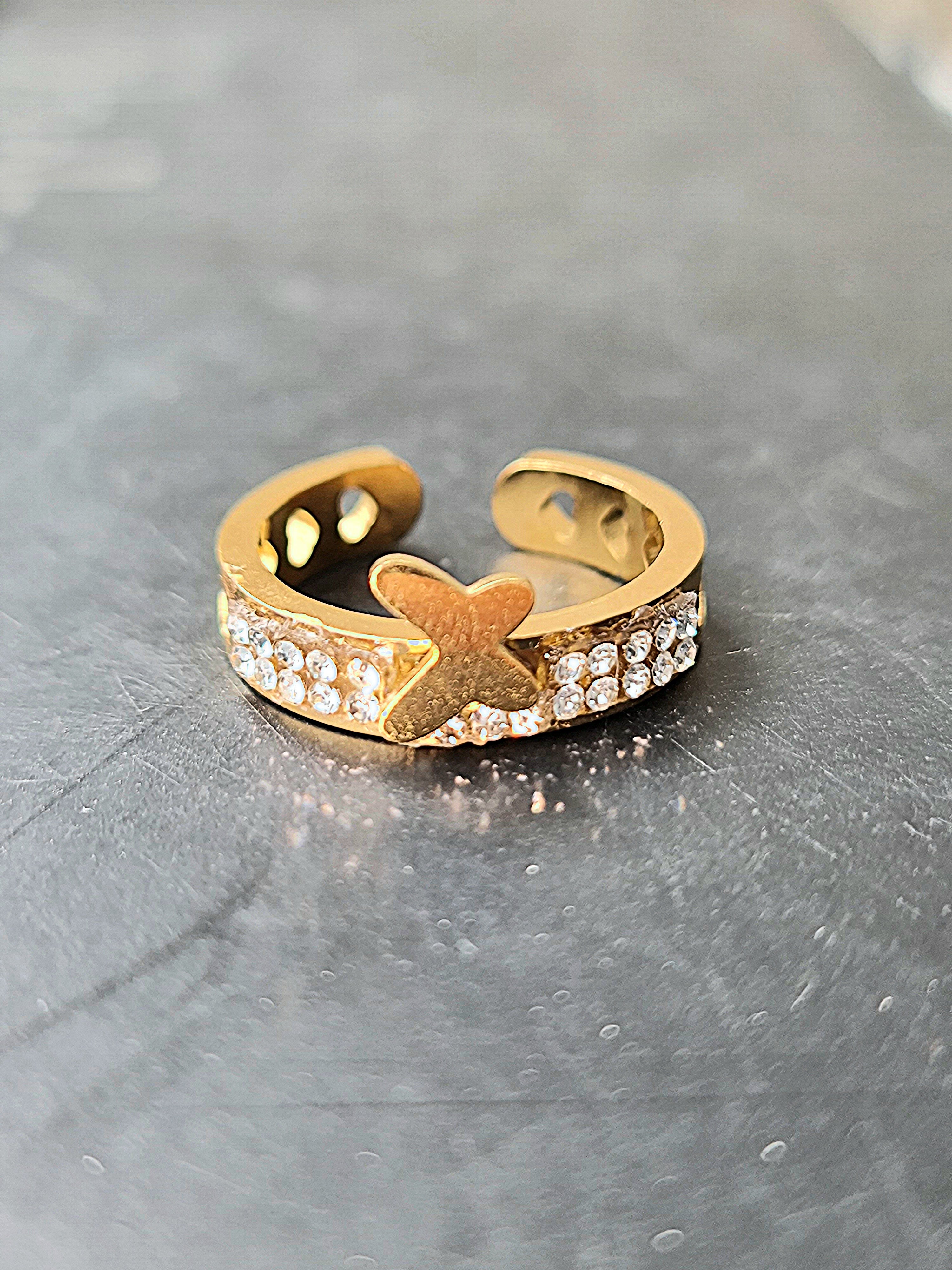 Stainless Steel Butterfly Cuff Ring