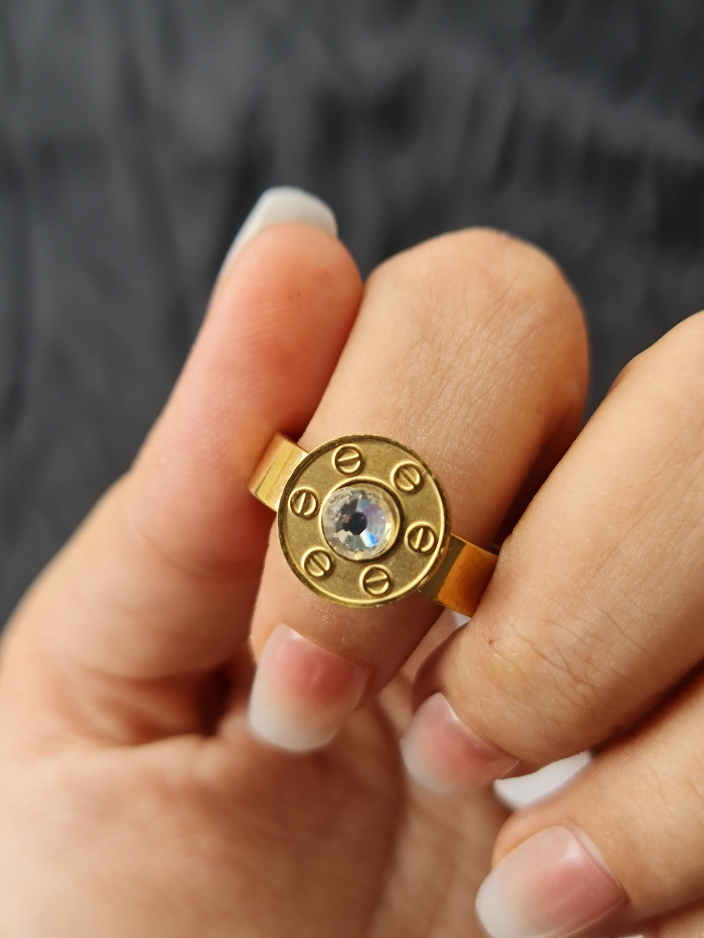 Stainless Steel Studded Disk Ring