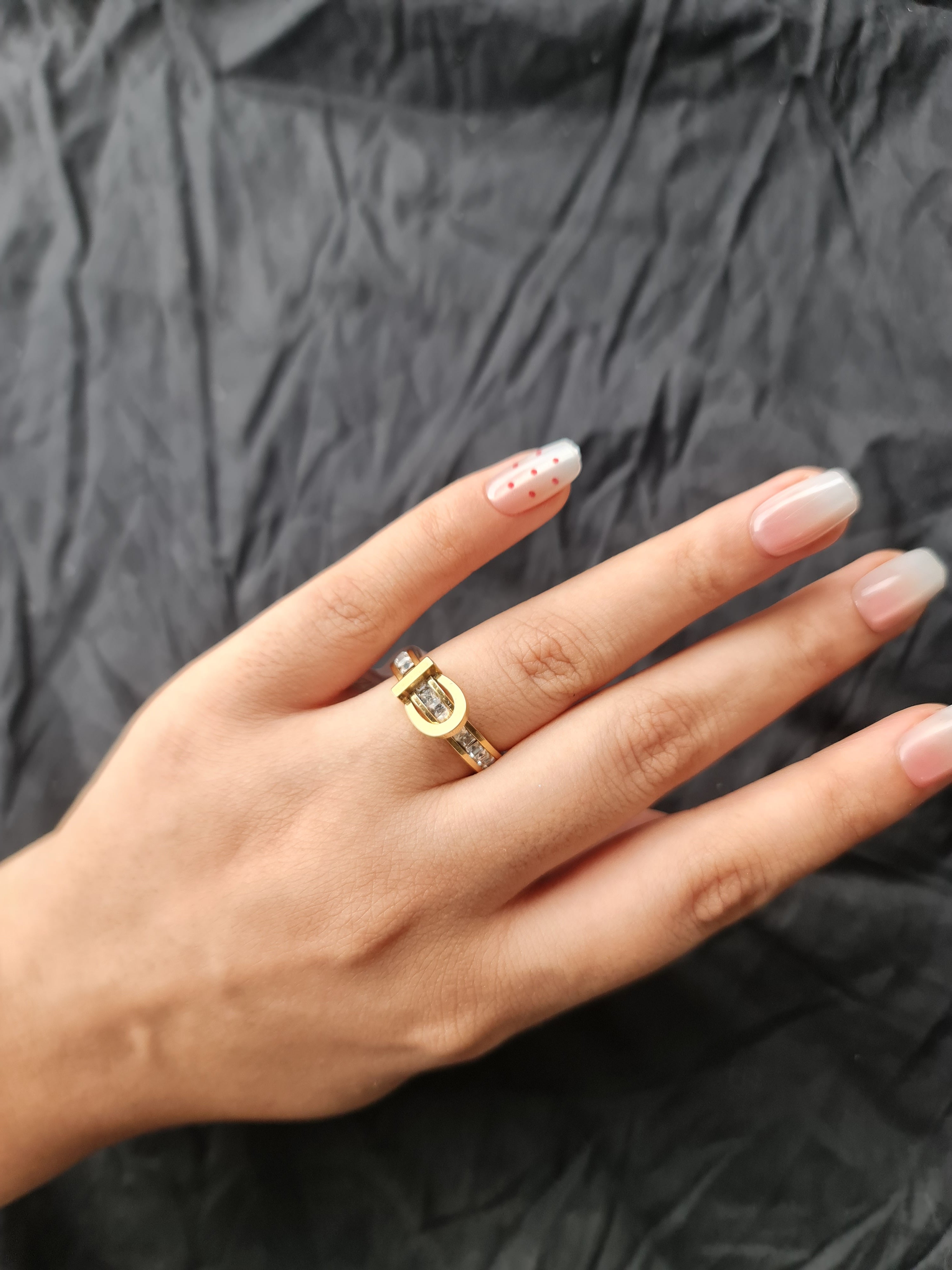 Stainless Steel Gold Toned Buckel Ring