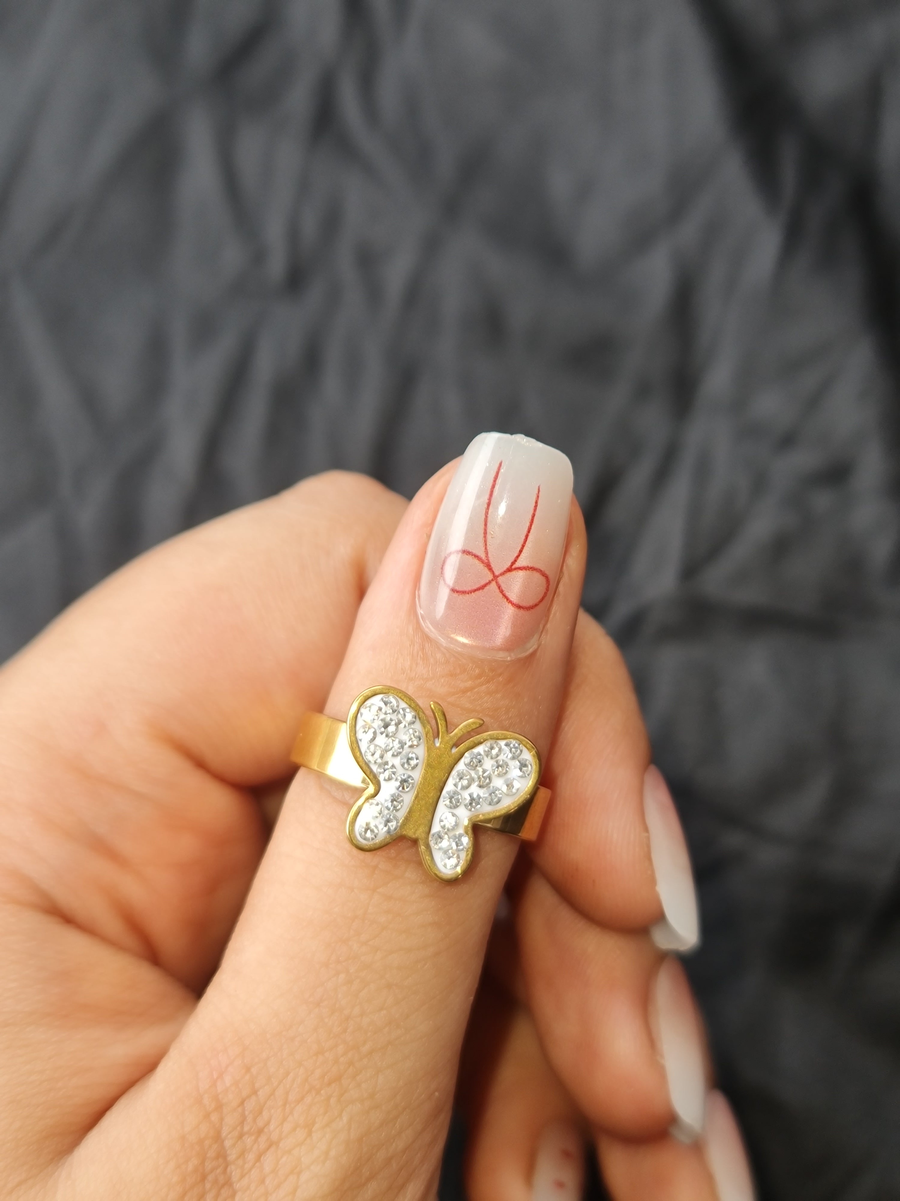 Stainless steel Butterly Ring with Pave Crystals