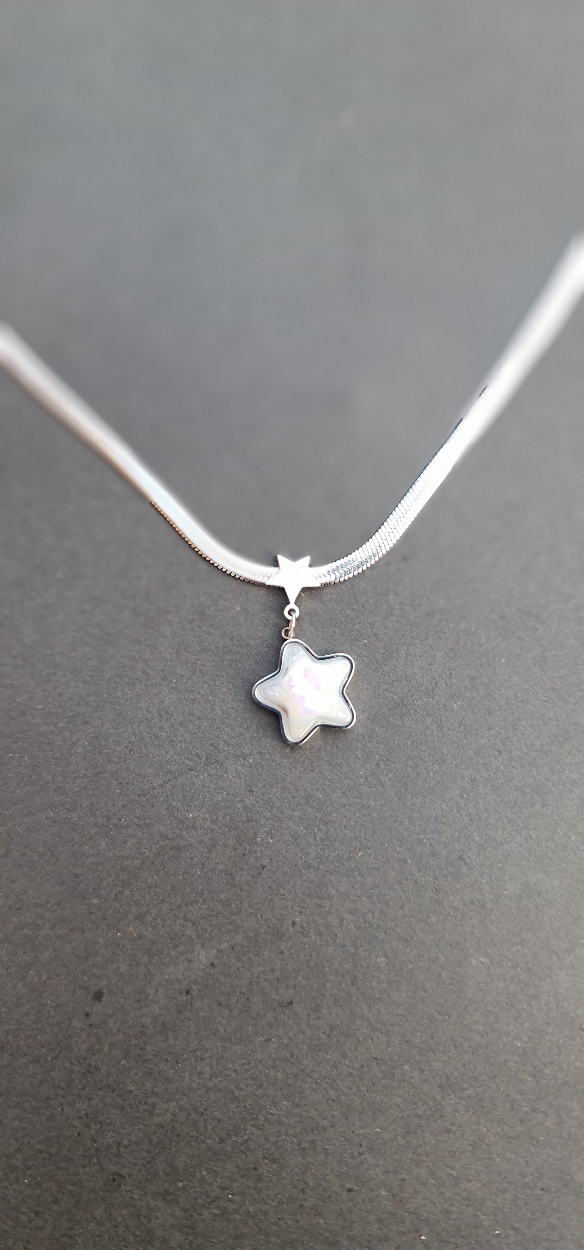 Star Pendant Herringbone Necklace in Stainless Steel ✨