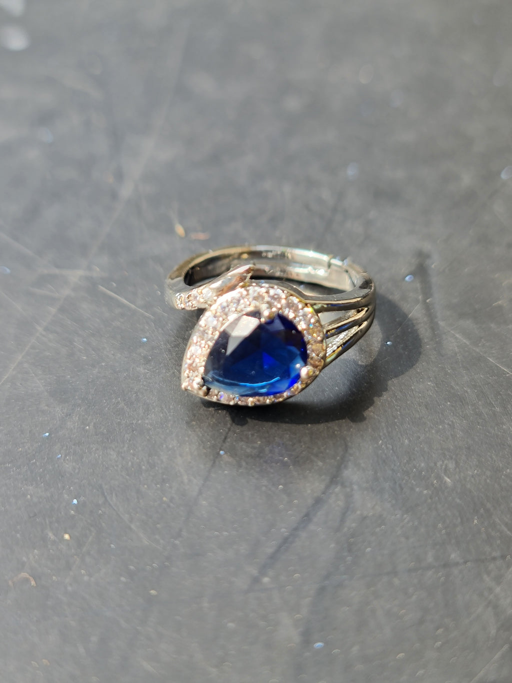 Pear-Cut Blue Stone Ring