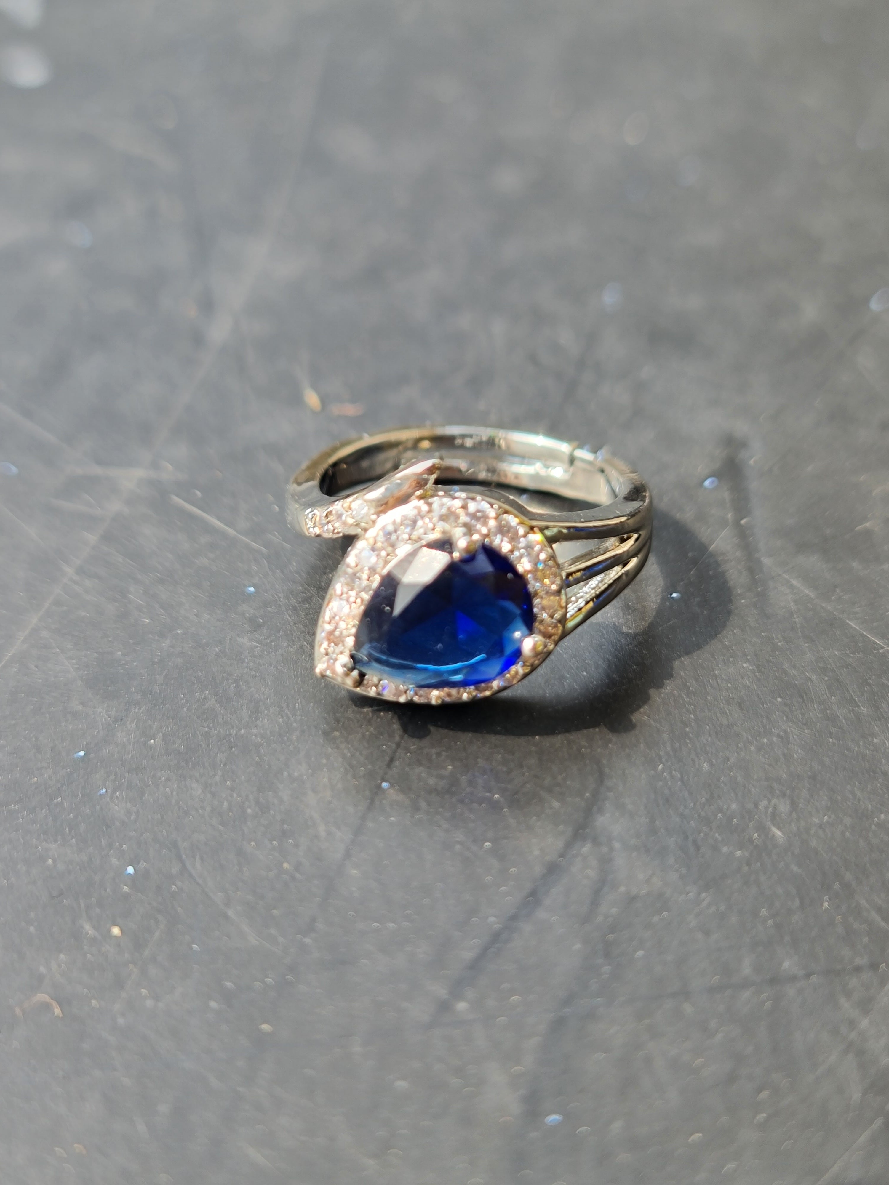Pear-Cut Blue Stone Ring