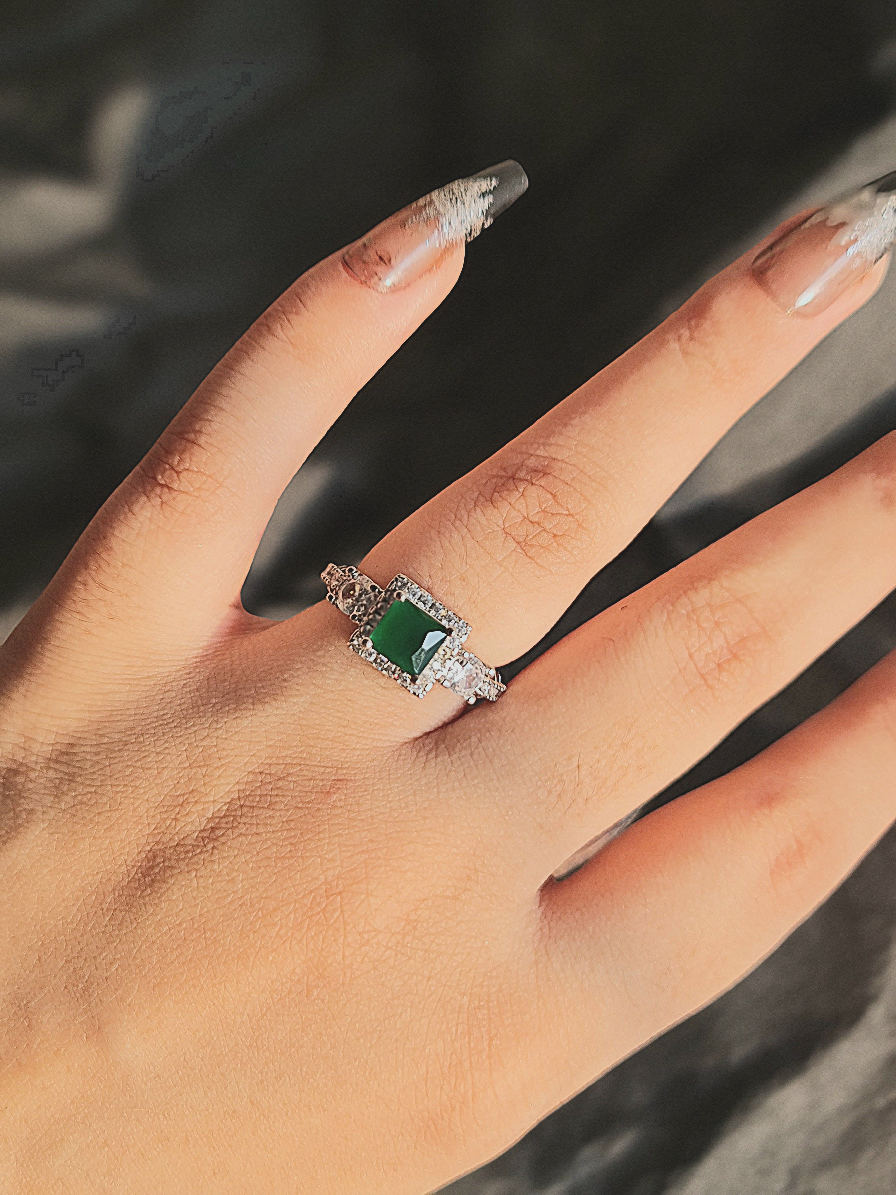 Emerald Green Halo Ring